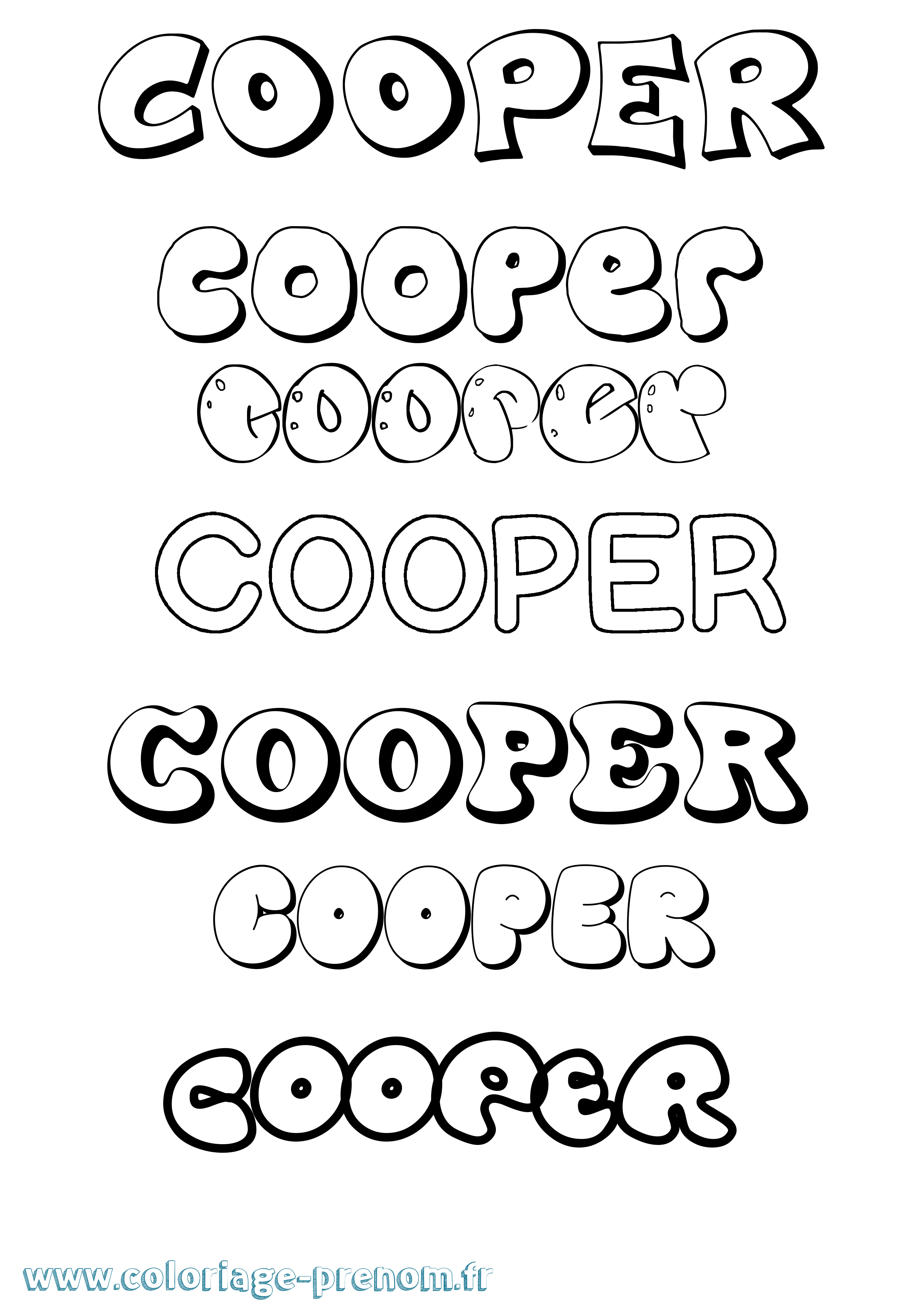 Coloriage prénom Cooper Bubble