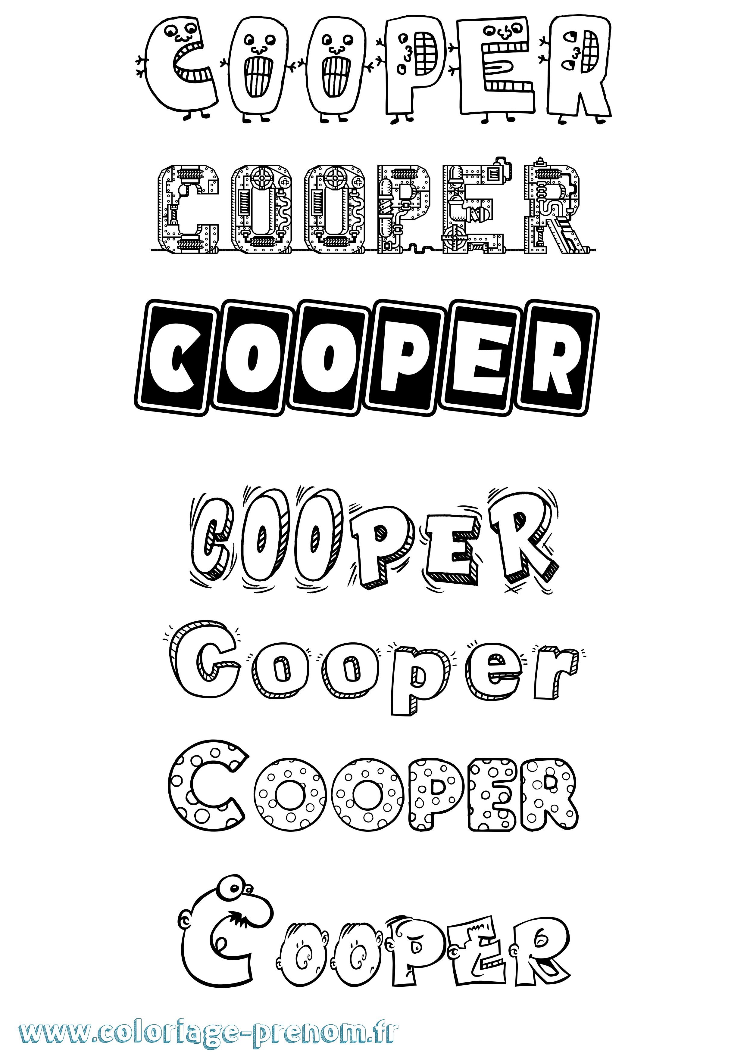Coloriage prénom Cooper Fun