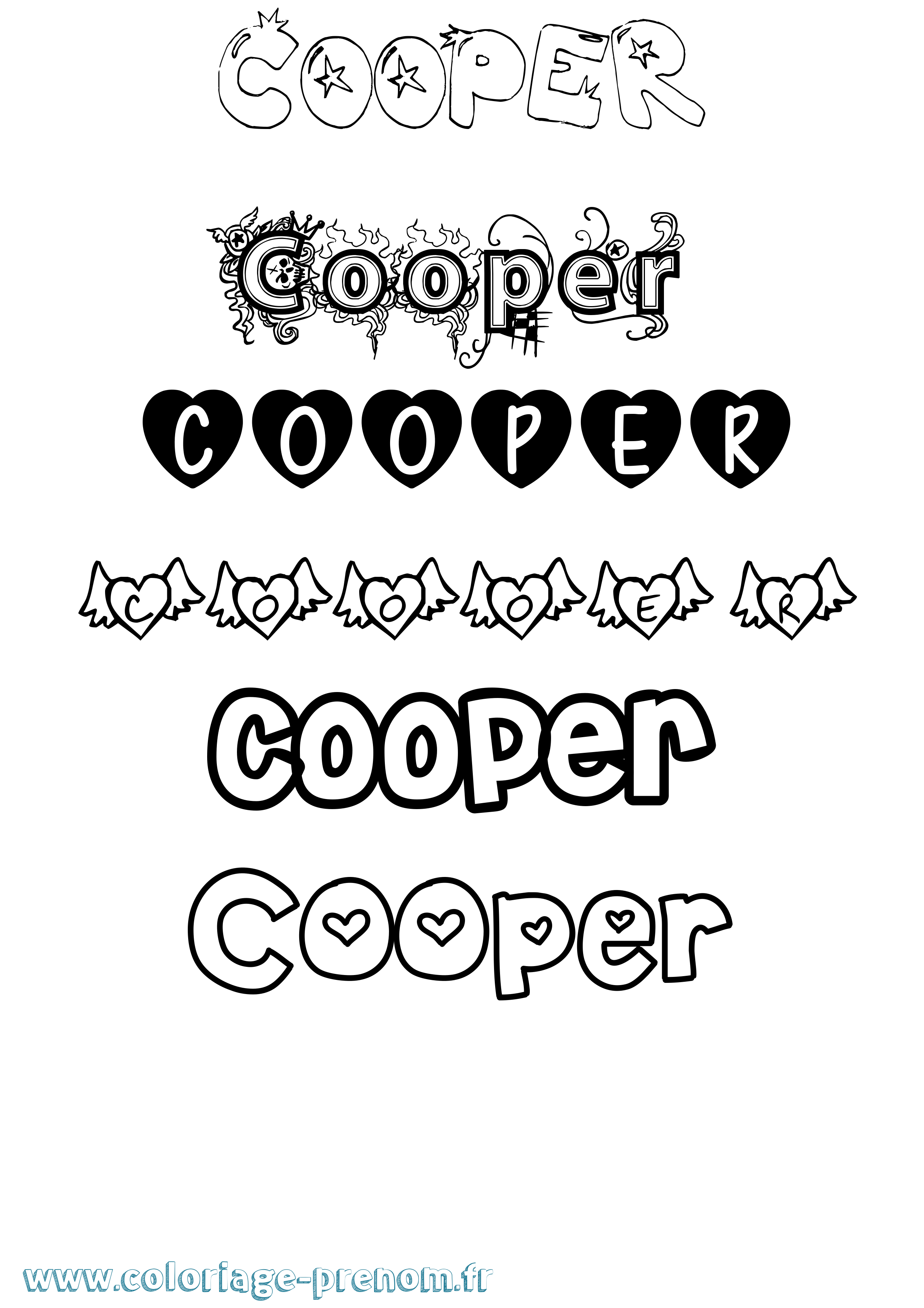 Coloriage prénom Cooper Girly