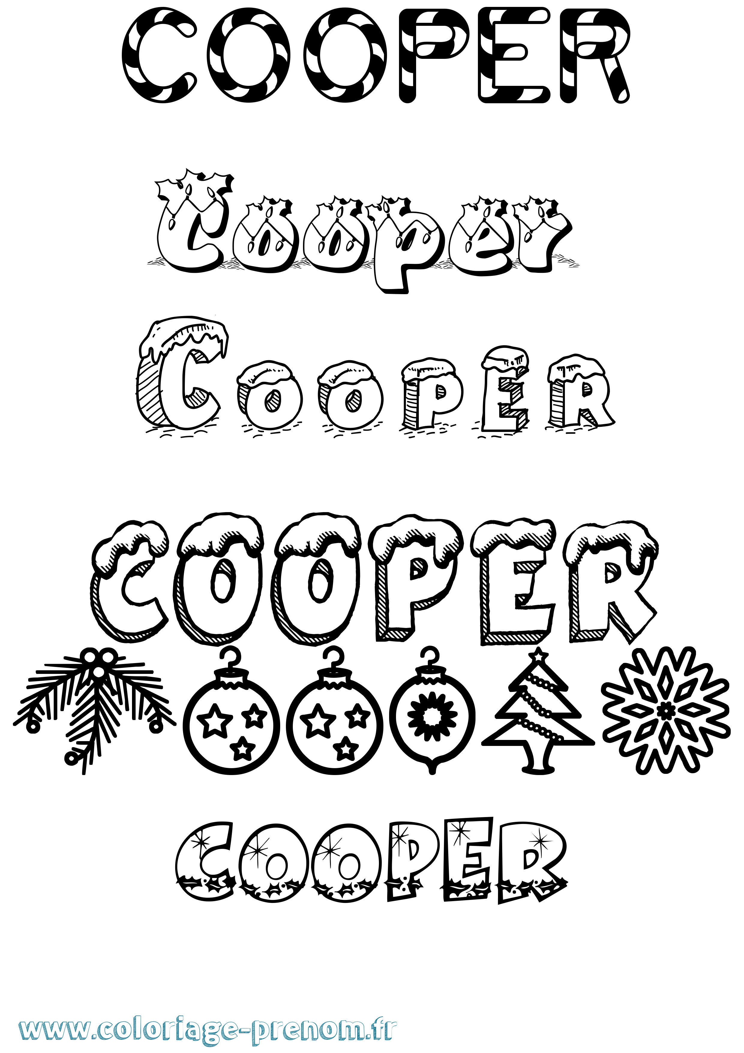 Coloriage prénom Cooper Noël
