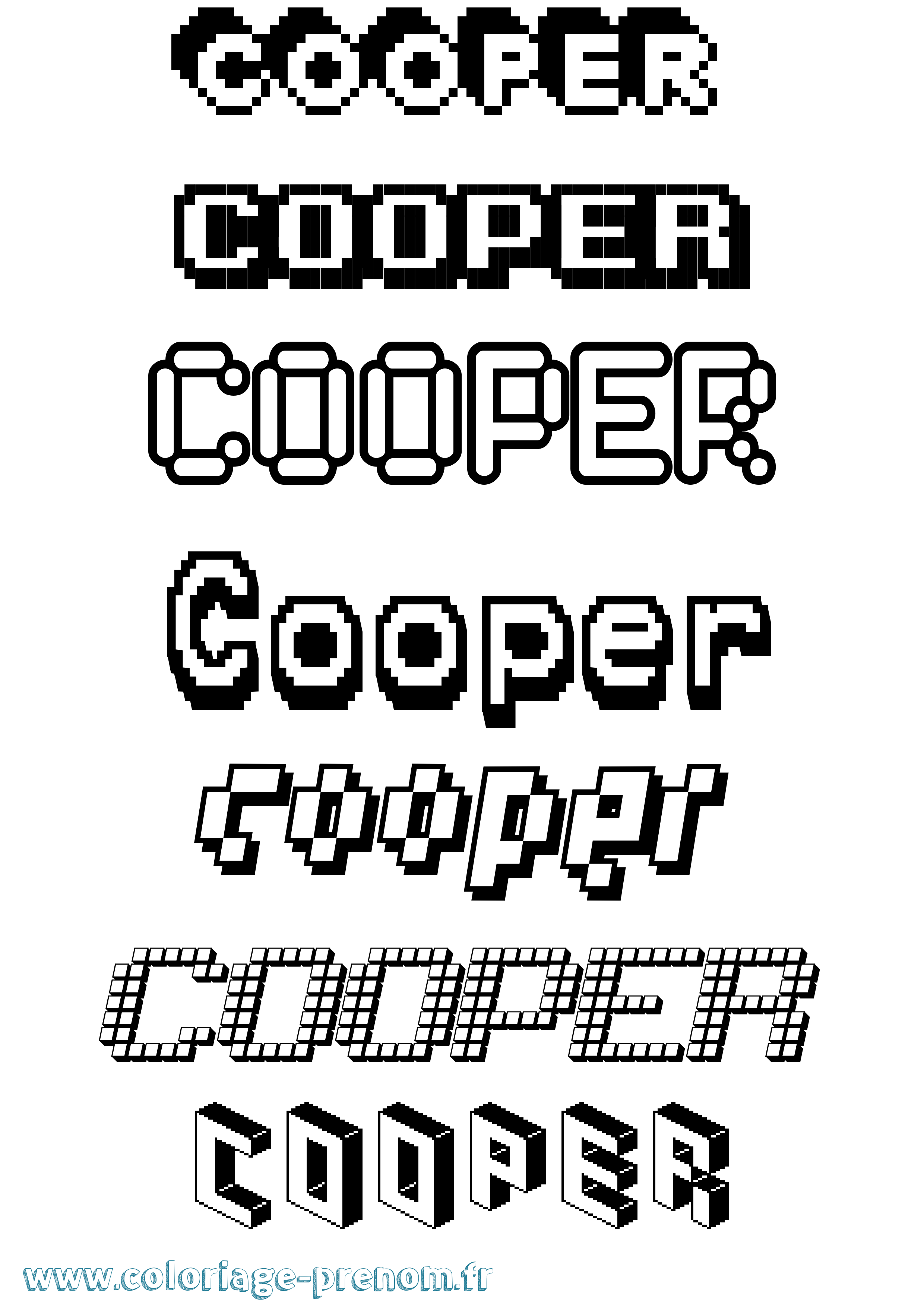 Coloriage prénom Cooper Pixel