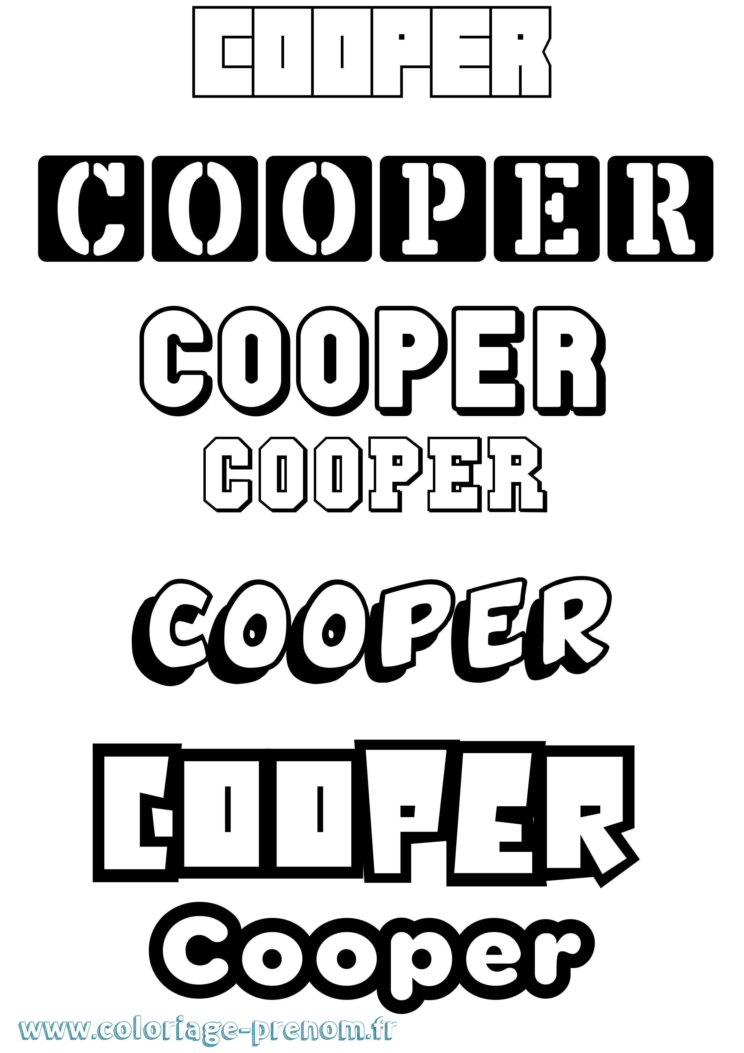 Coloriage prénom Cooper Simple