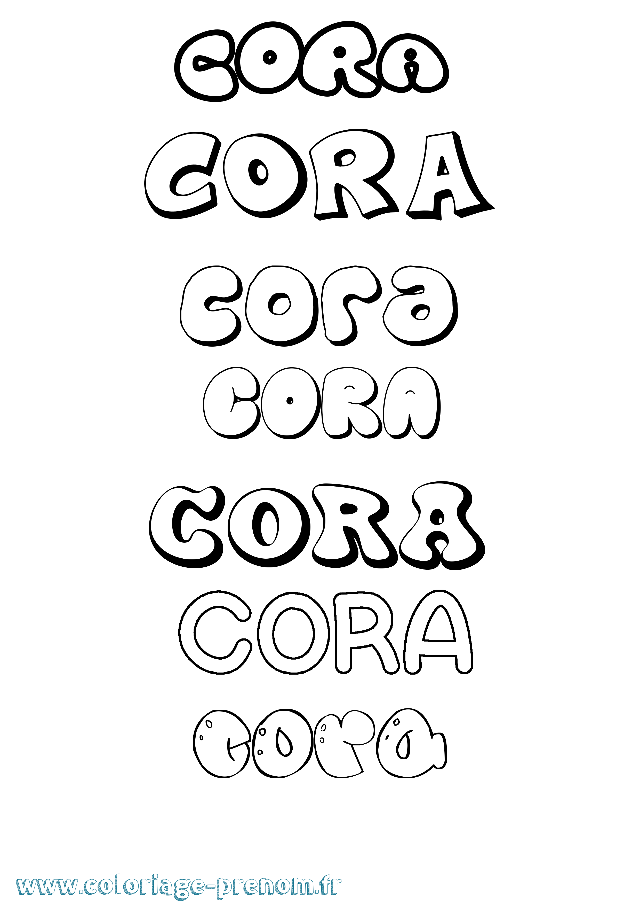 Coloriage Cora Bubble Coloriage prénom Cora Bubble