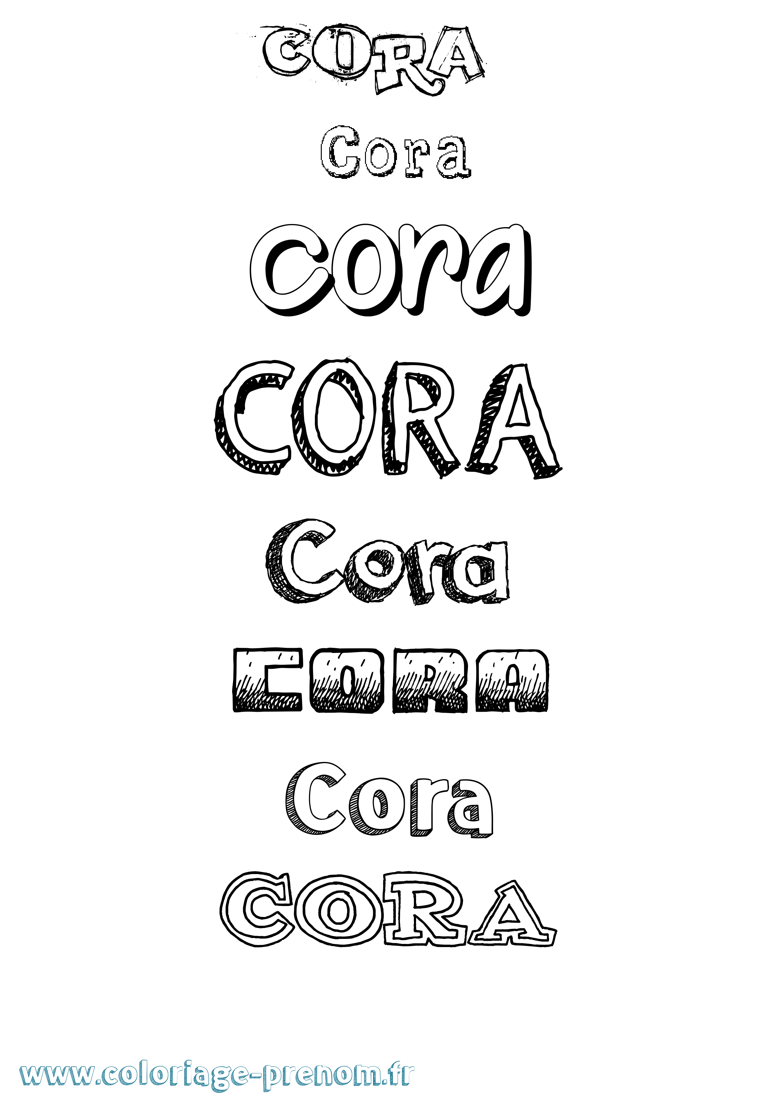 Coloriage Cora Dessiné Coloriage prénom Cora Dessiné