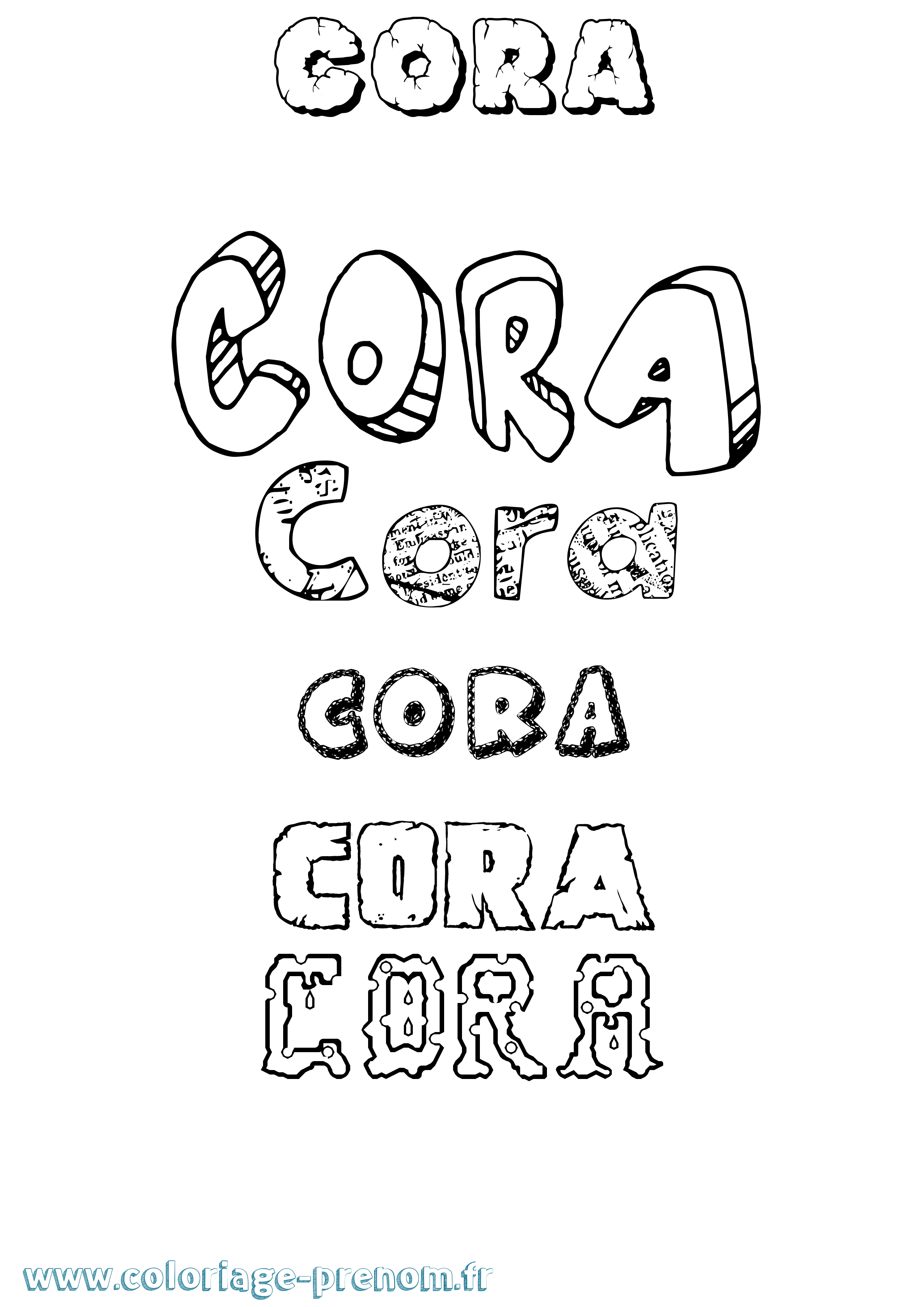 Coloriage Cora Destructuré Coloriage prénom Cora Destructuré