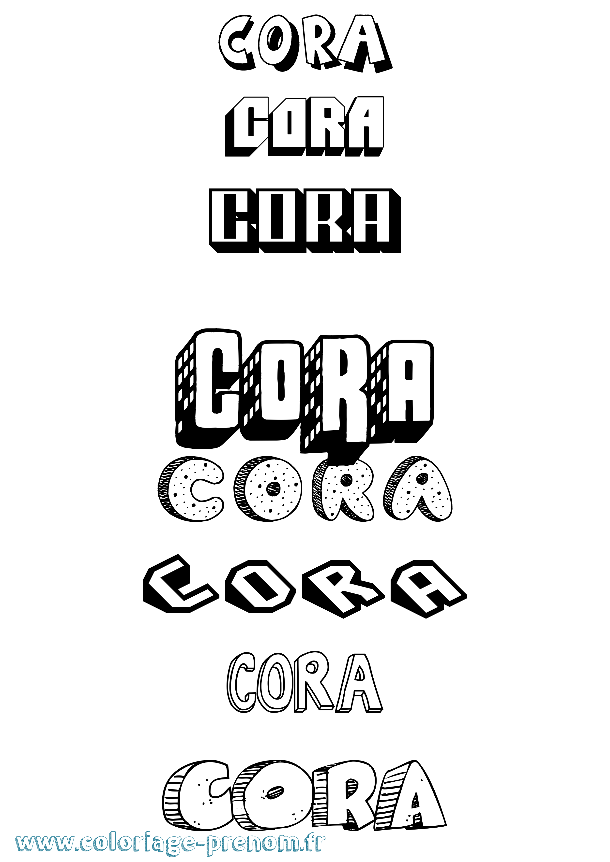 Coloriage Cora Effet 3D Coloriage prénom Cora Effet 3D