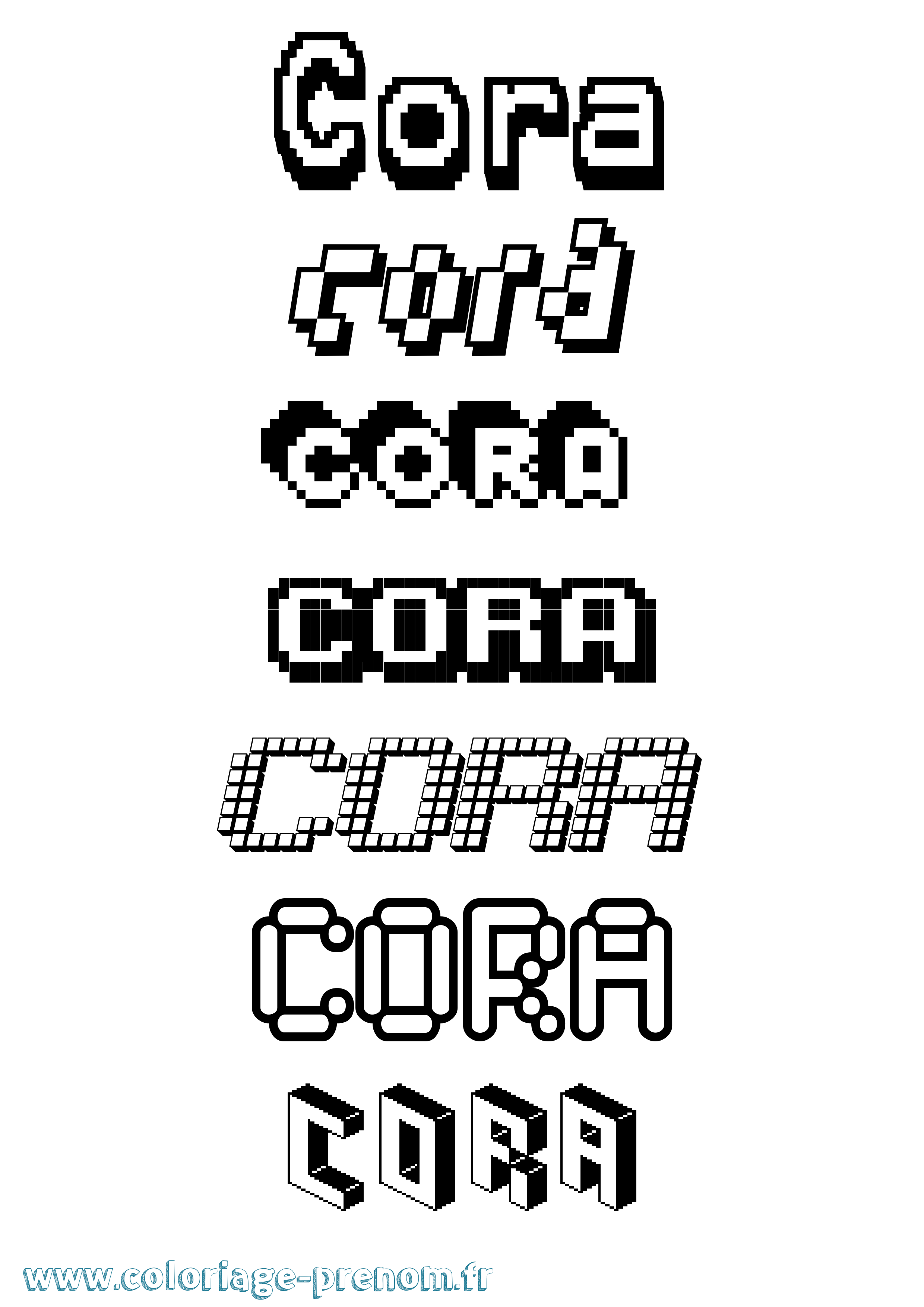 Coloriage Cora Pixel Coloriage prénom Cora Pixel