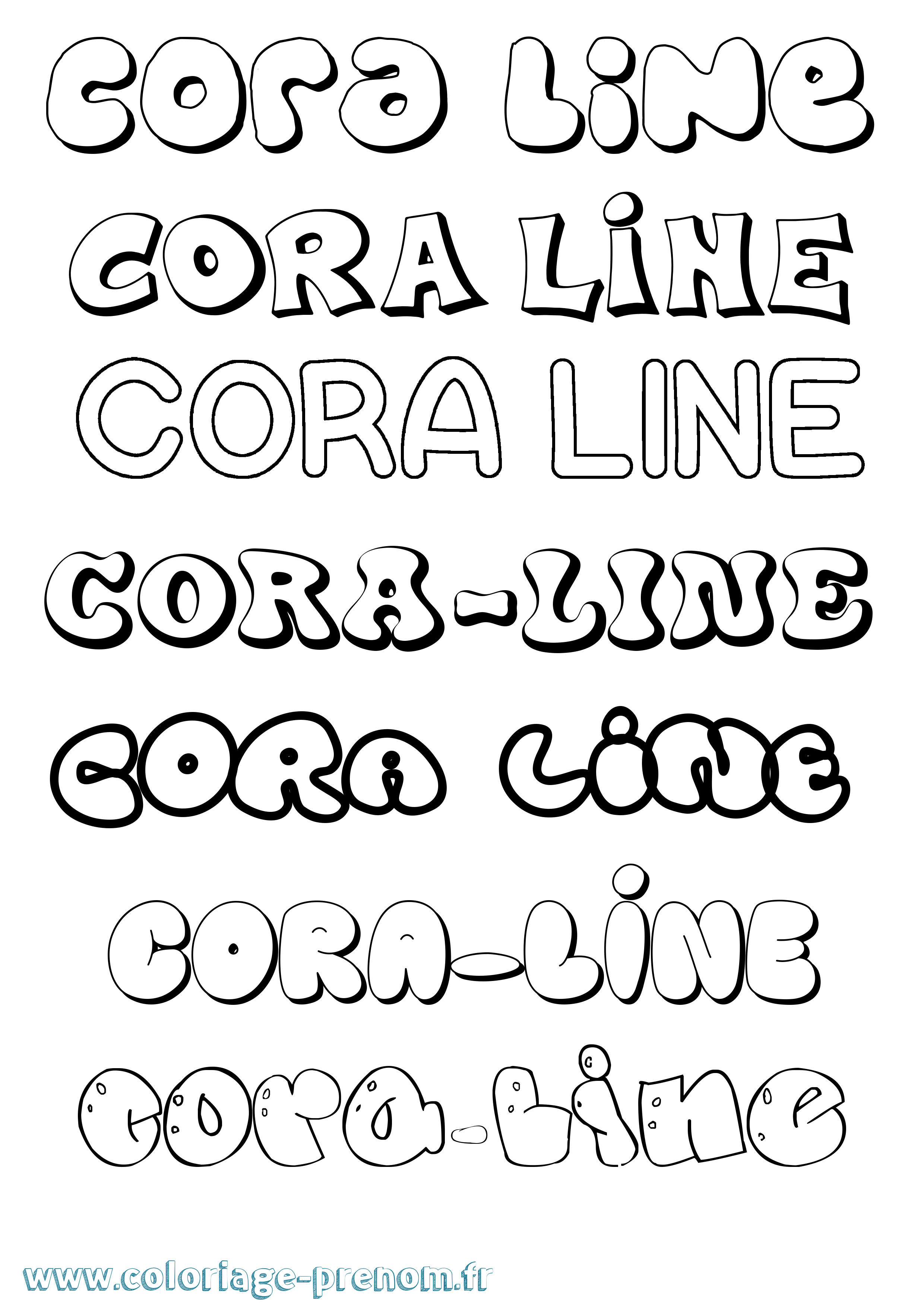 Coloriage prénom Cora-Line Bubble