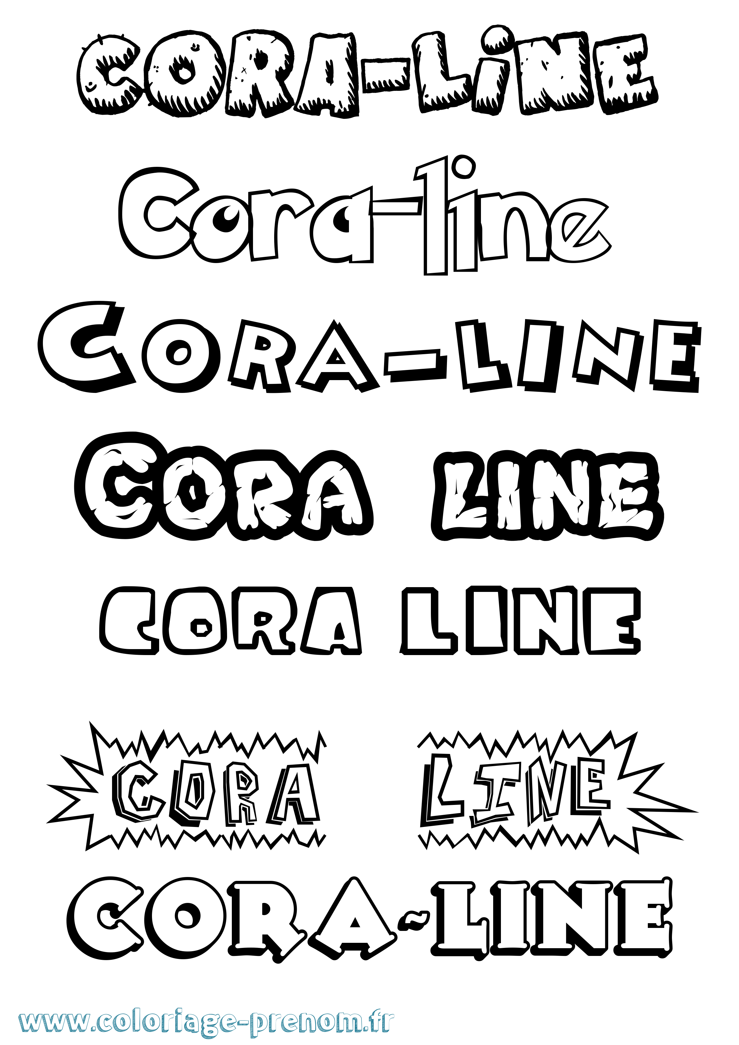 Coloriage prénom Cora-Line Dessin Animé