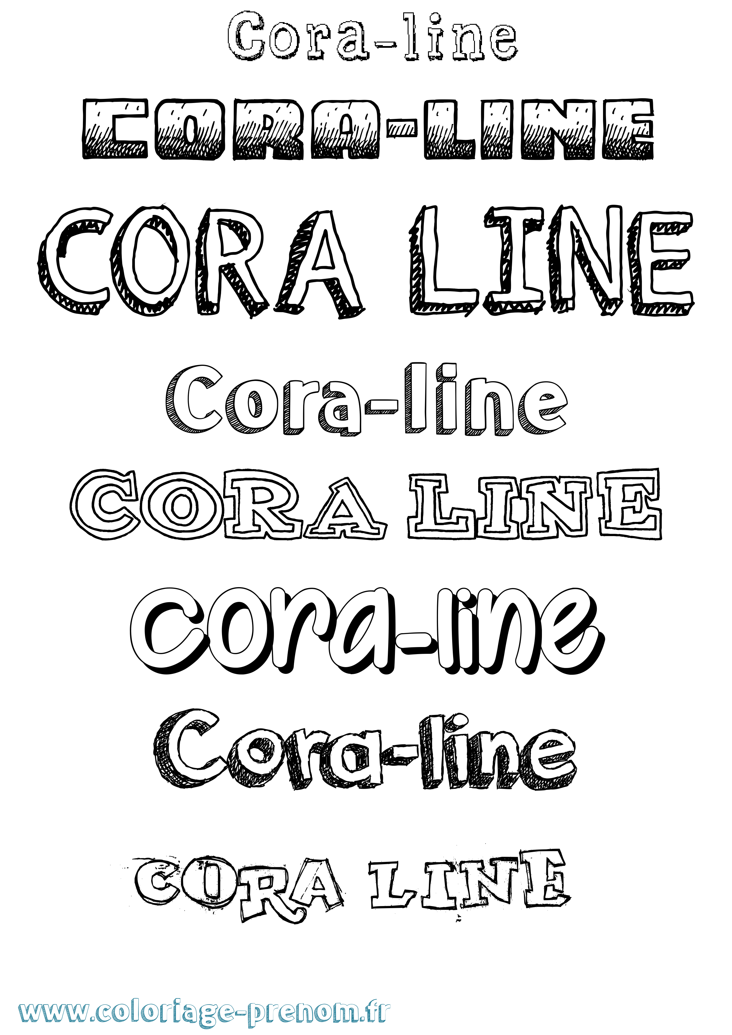 Coloriage prénom Cora-Line Dessiné