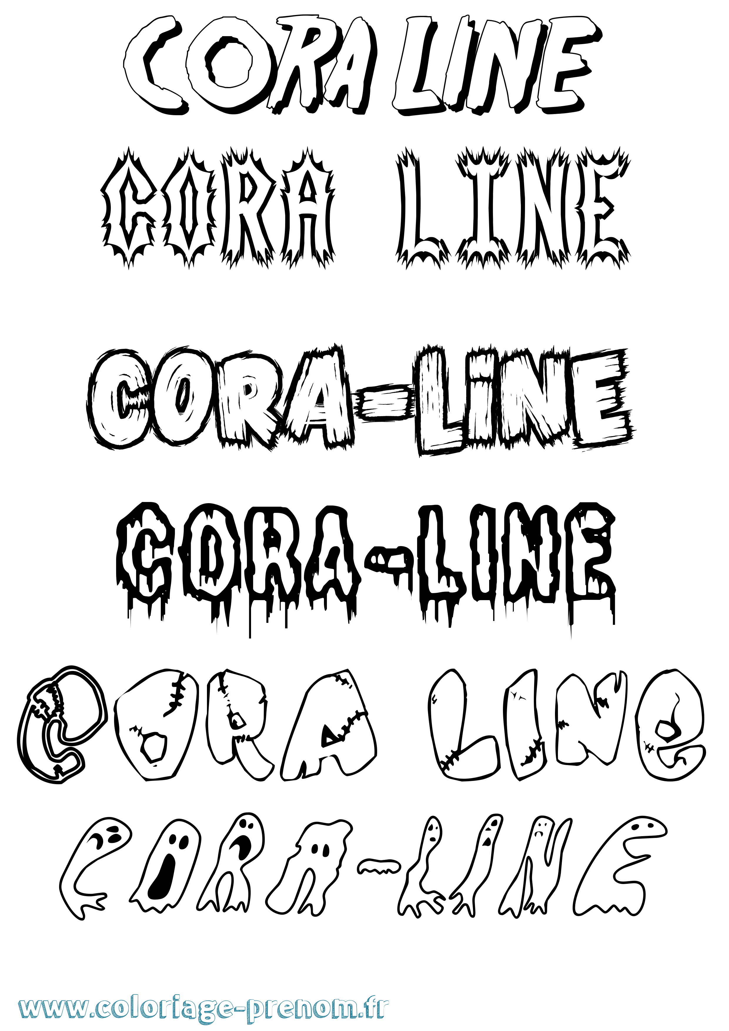 Coloriage prénom Cora-Line Frisson