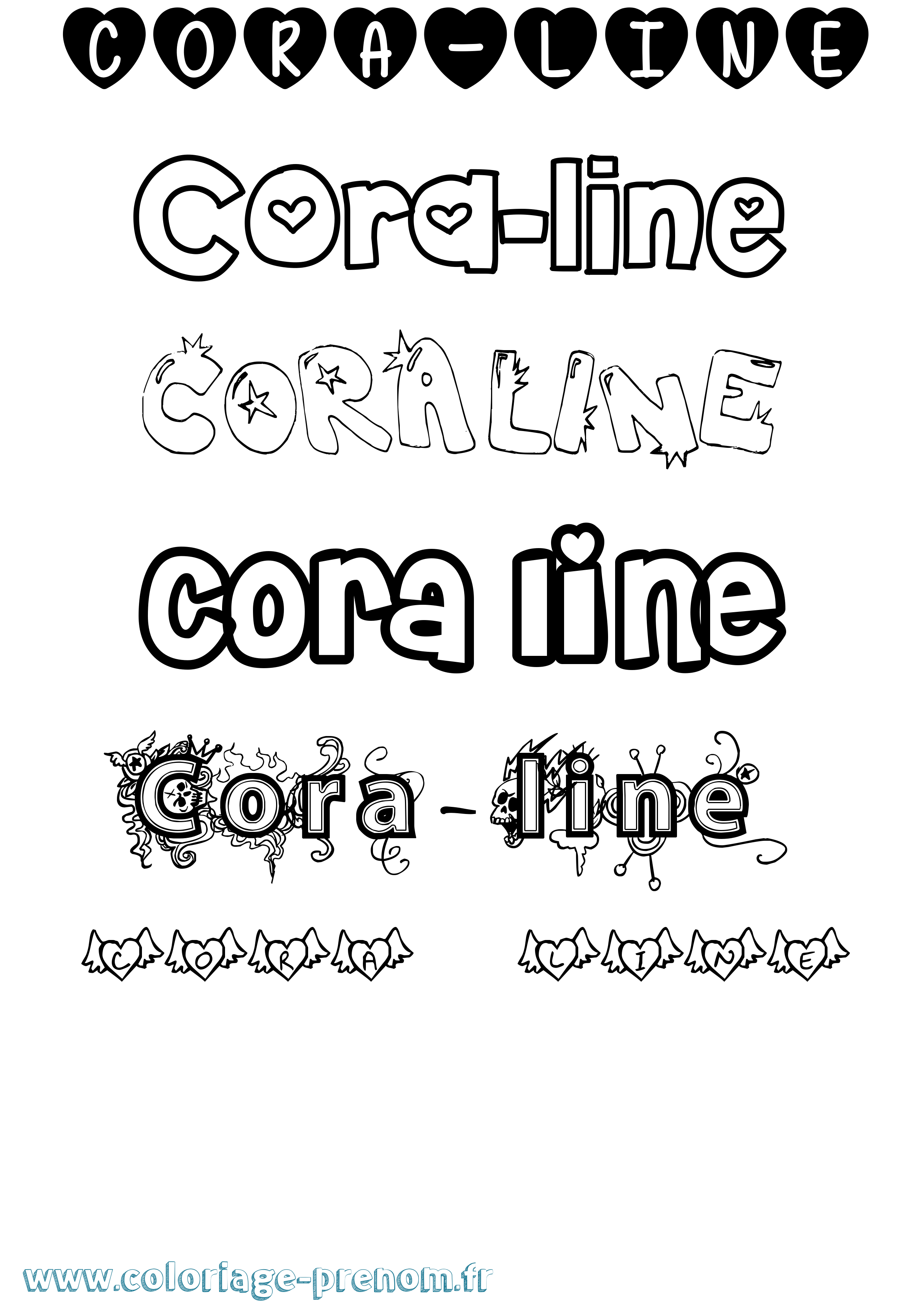 Coloriage prénom Cora-Line Girly