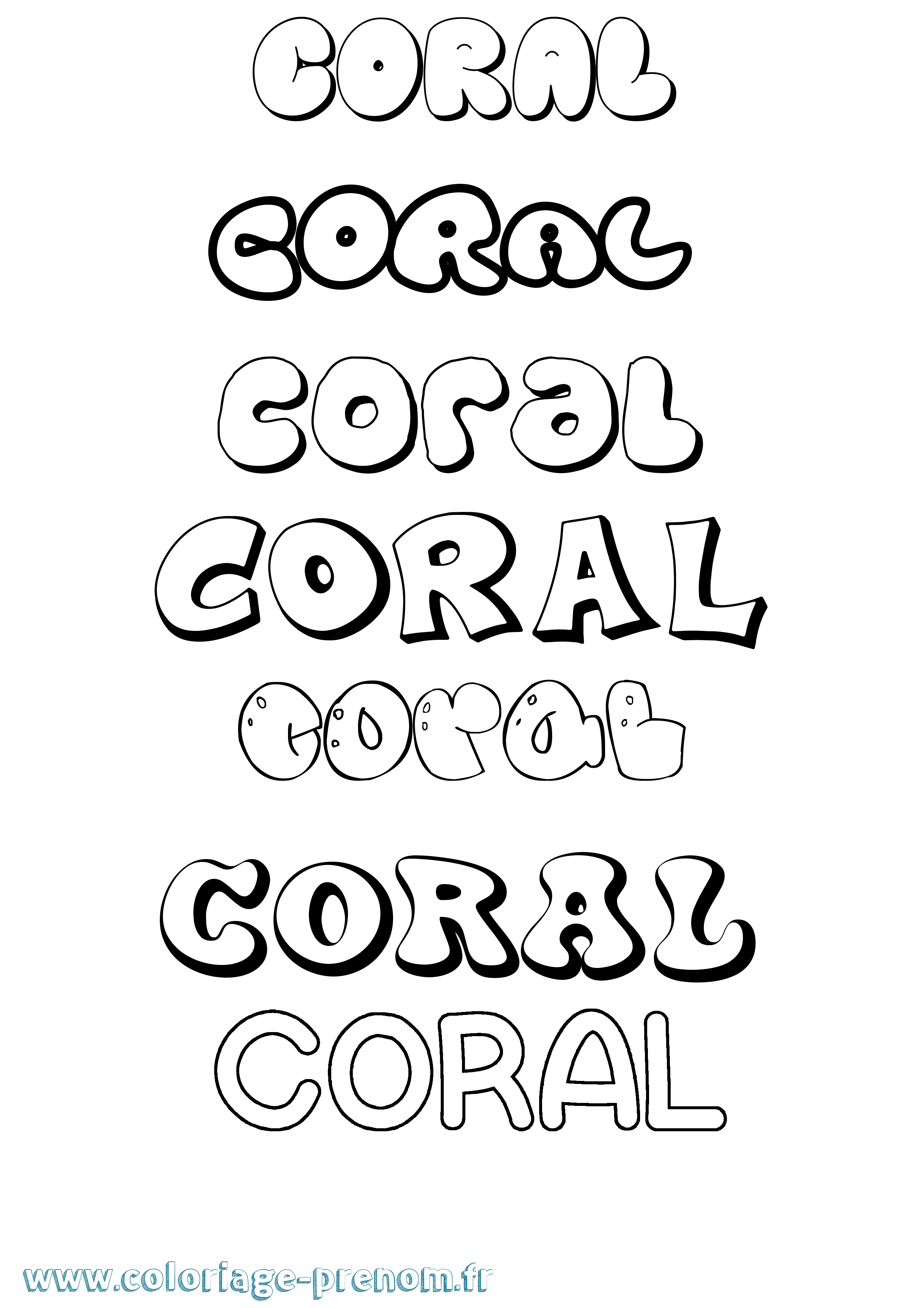 Coloriage prénom Coral Bubble
