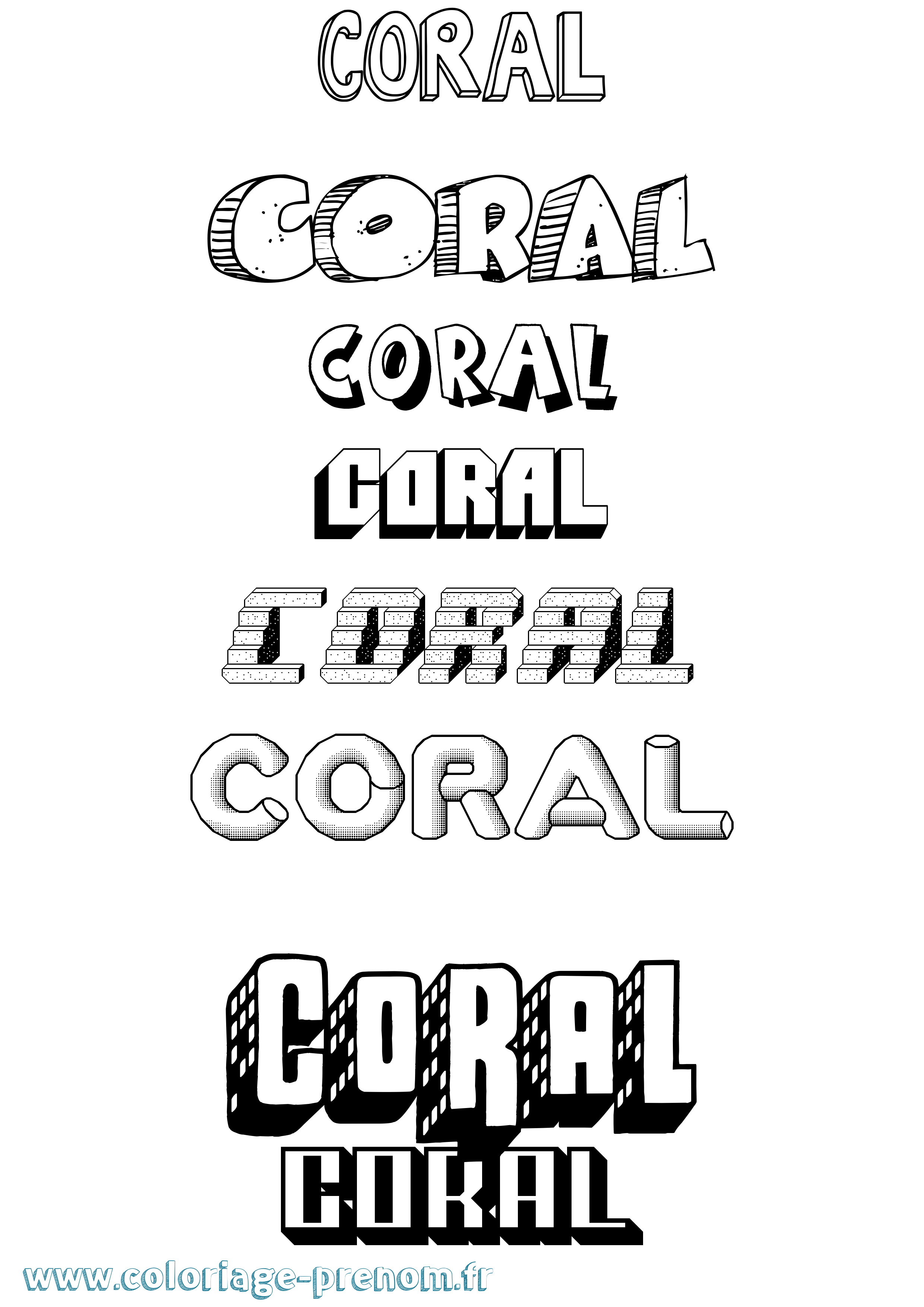 Coloriage prénom Coral Effet 3D