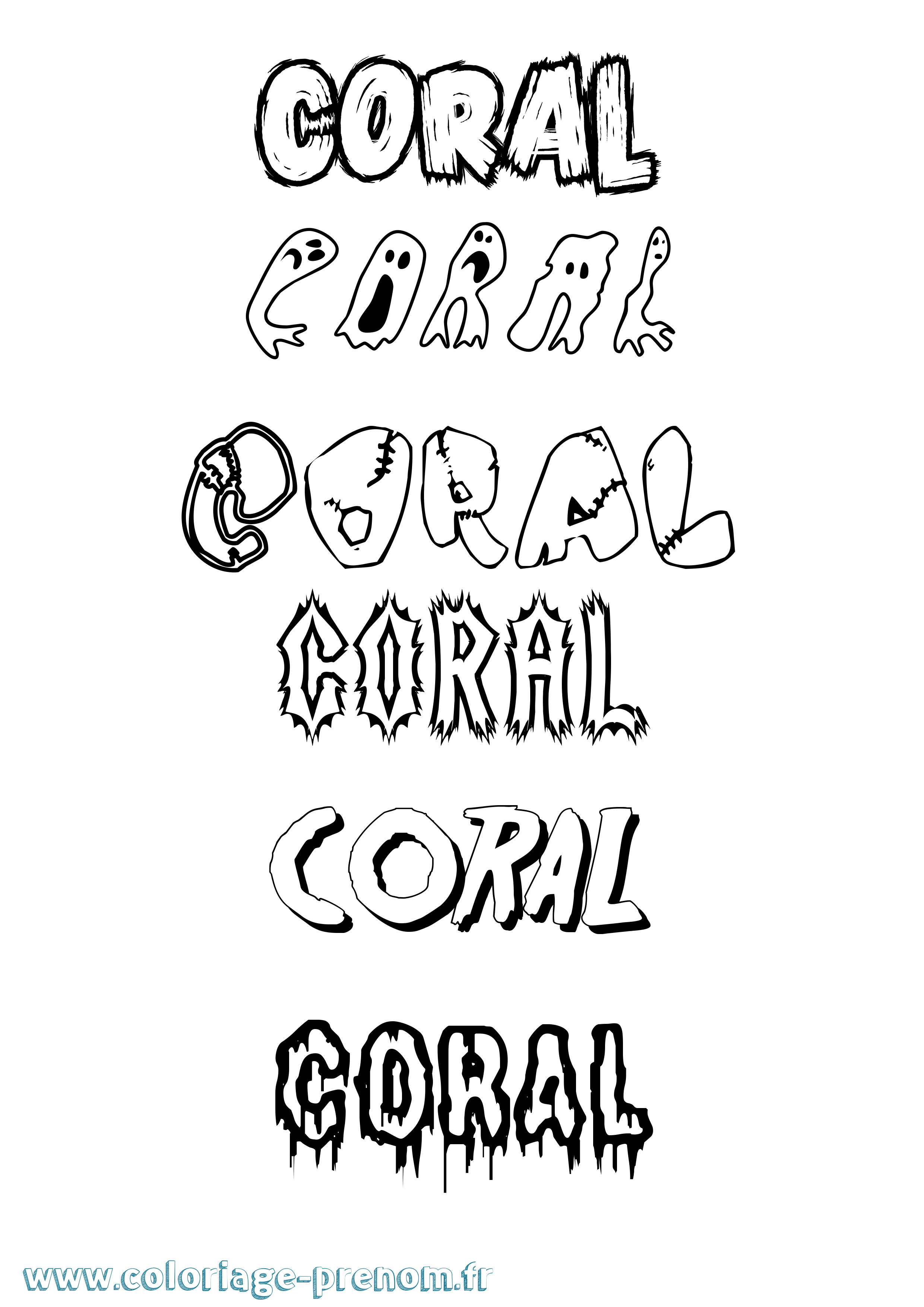 Coloriage prénom Coral Frisson