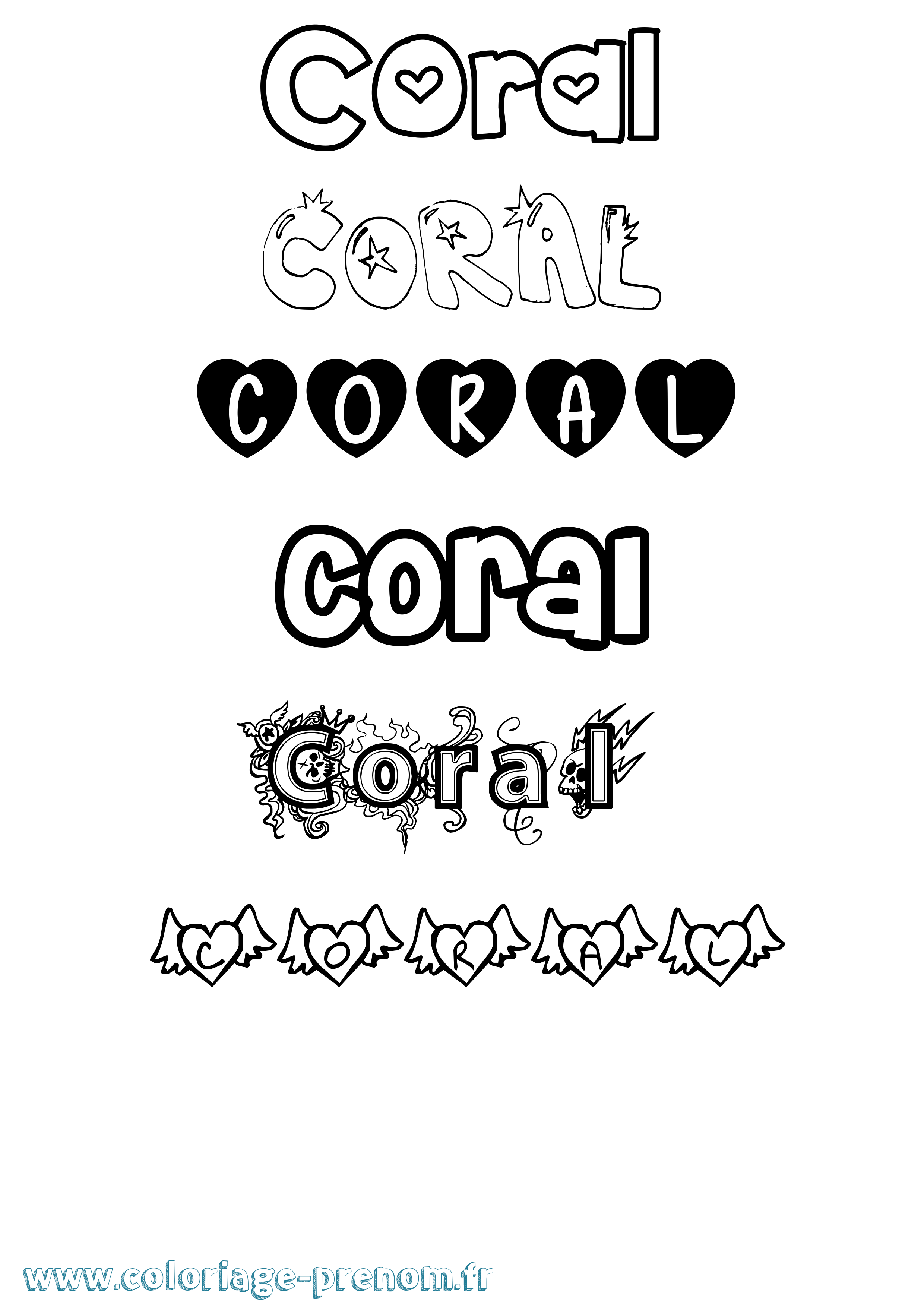 Coloriage prénom Coral Girly
