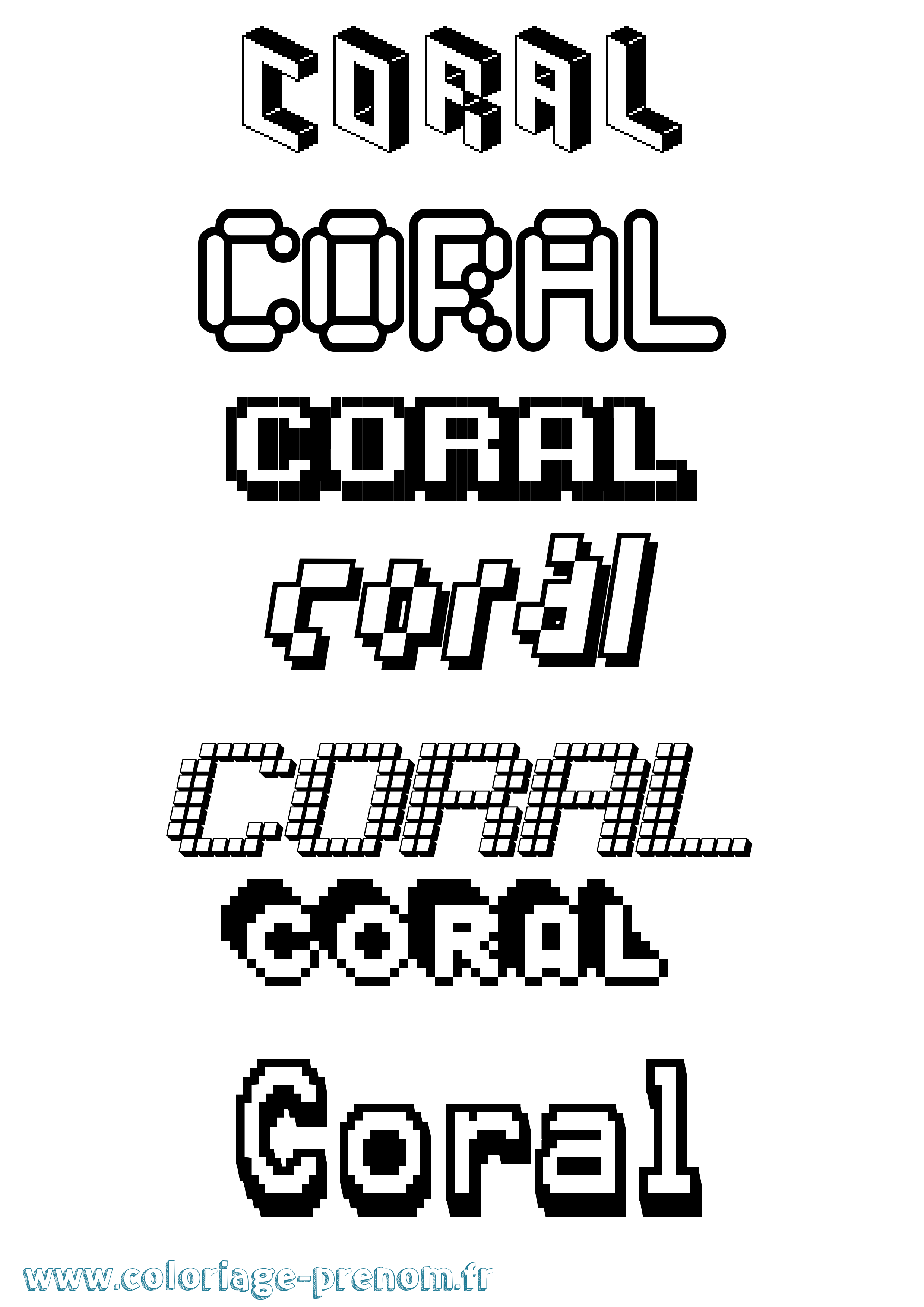 Coloriage prénom Coral Pixel