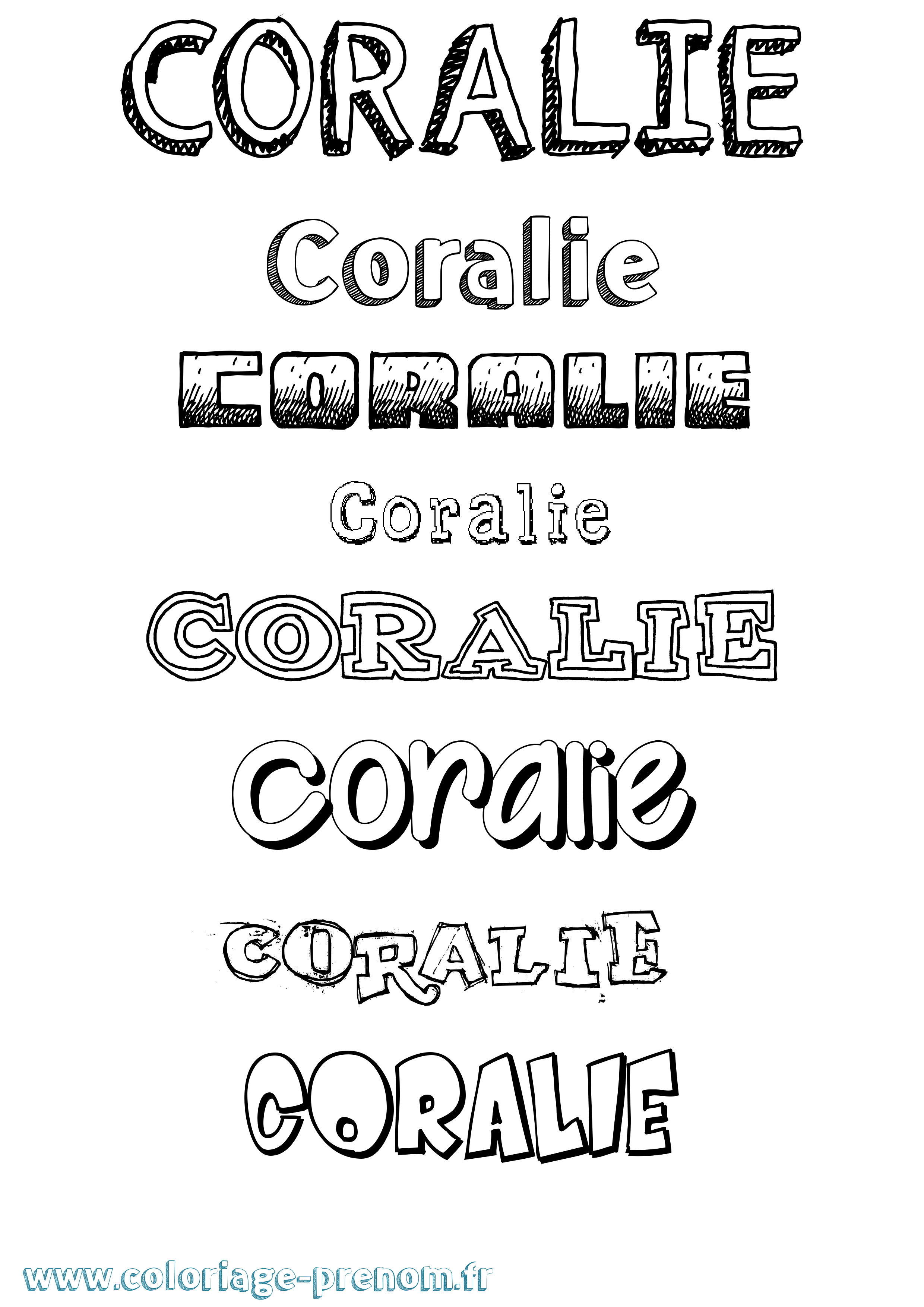 Coloriage prénom Coralie Dessiné