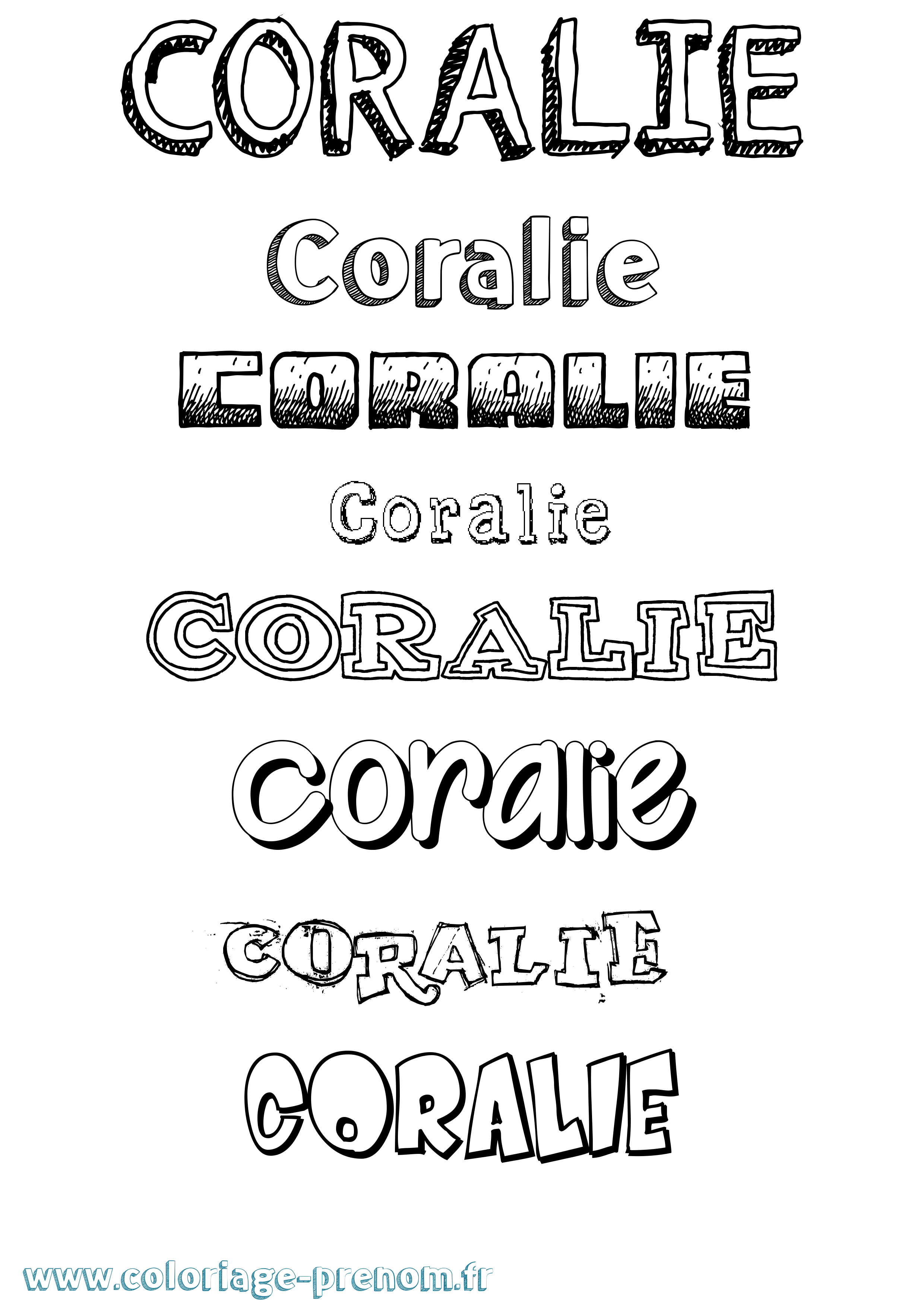 Coloriage Coralie Dessiné Coloriage prénom Coralie Dessiné