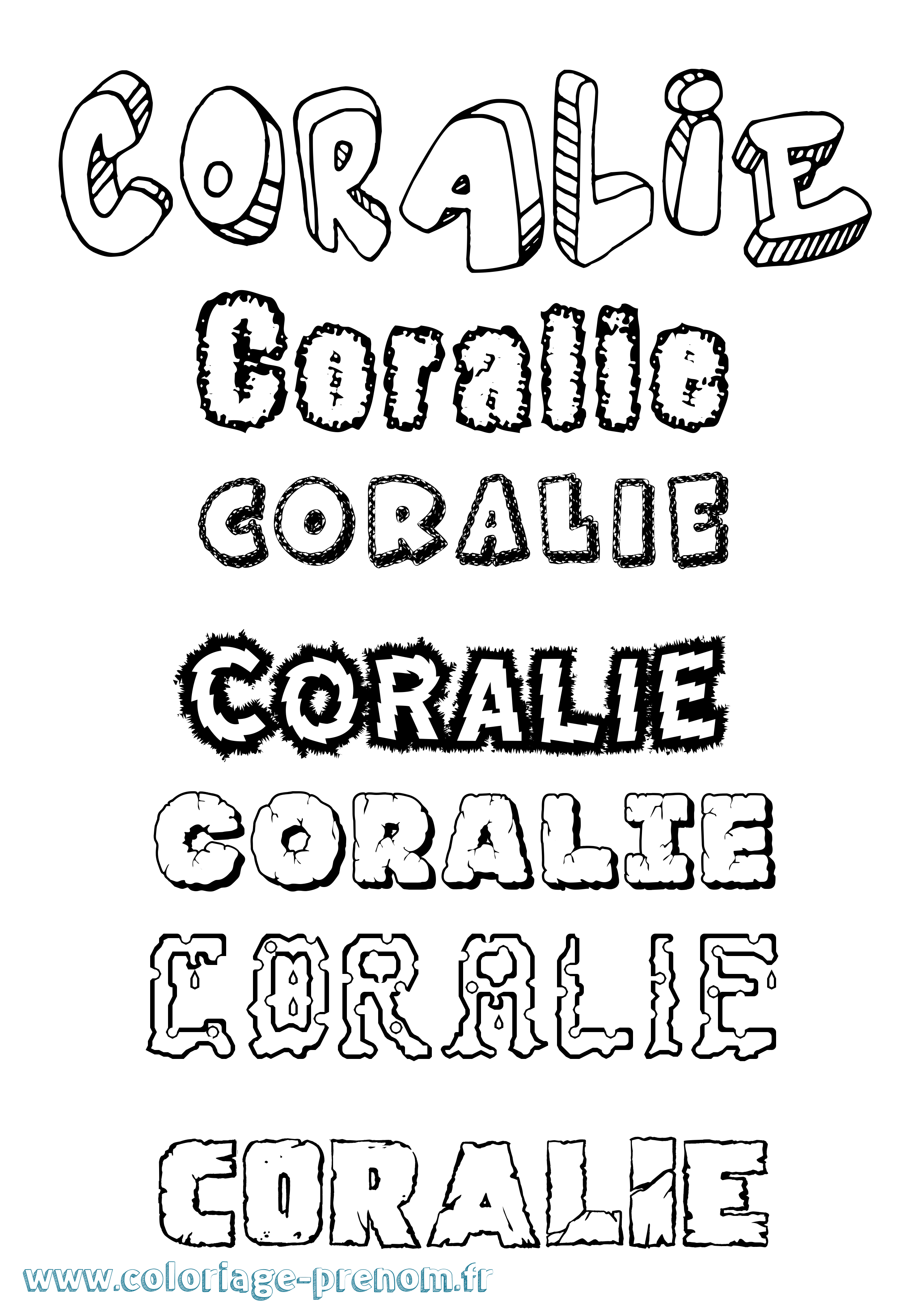 Coloriage Coralie Destructuré Coloriage prénom Coralie Destructuré