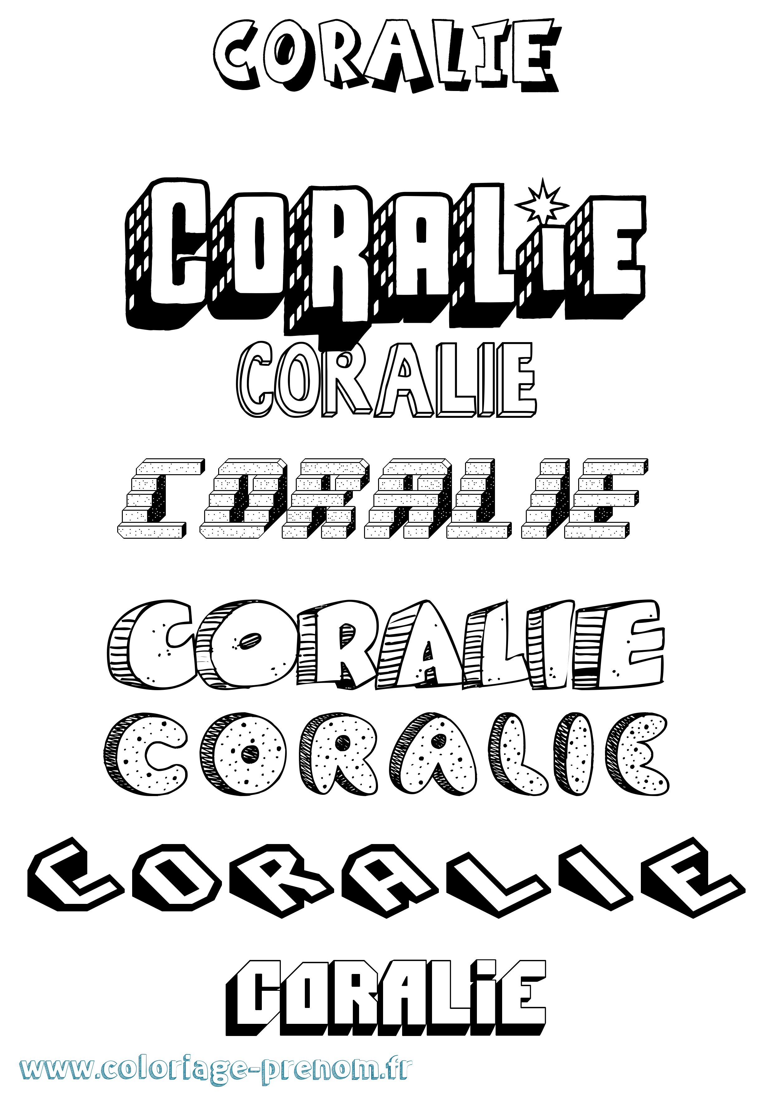 Coloriage Coralie Effet 3D Coloriage prénom Coralie Effet 3D