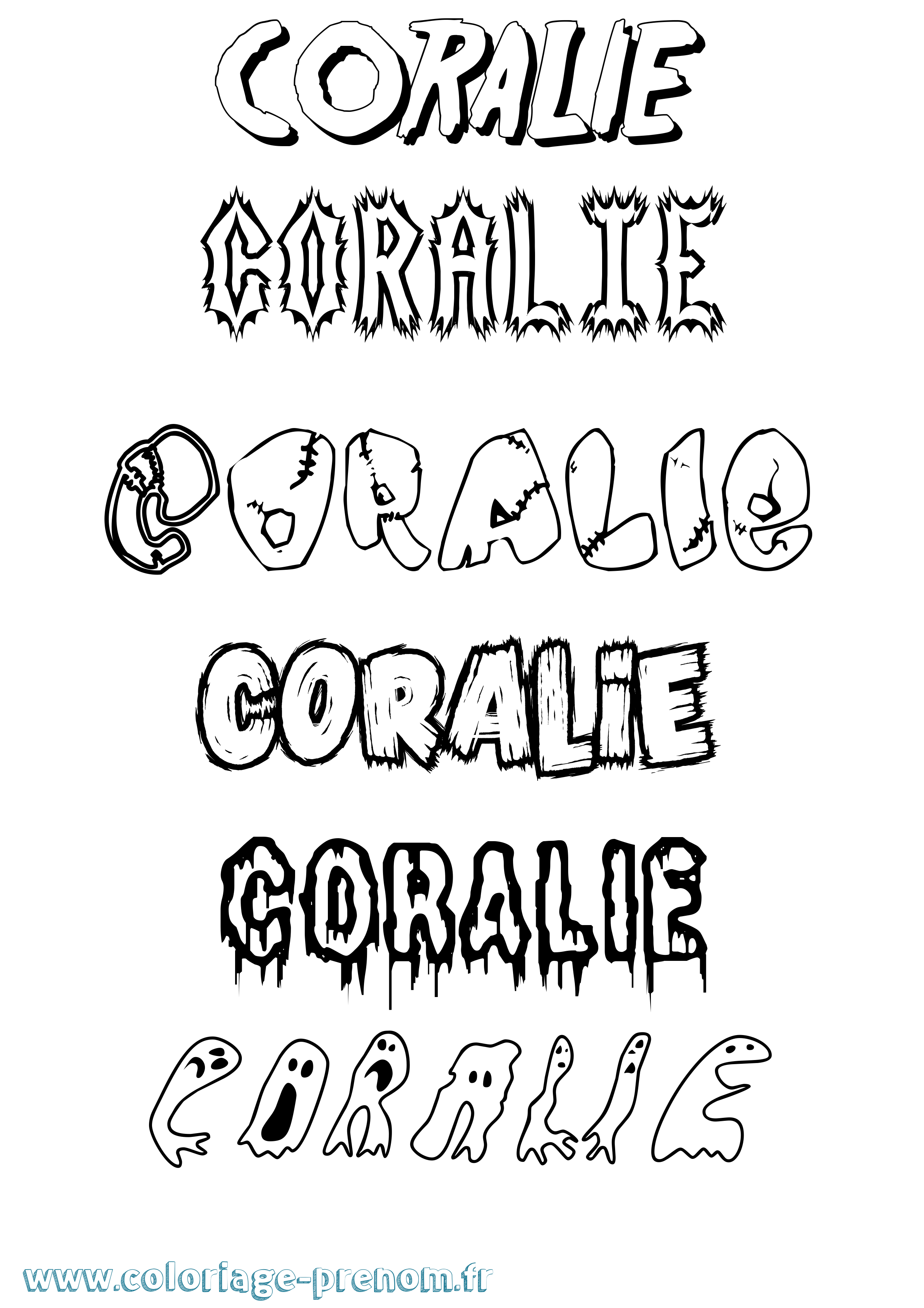 Coloriage prénom Coralie Frisson