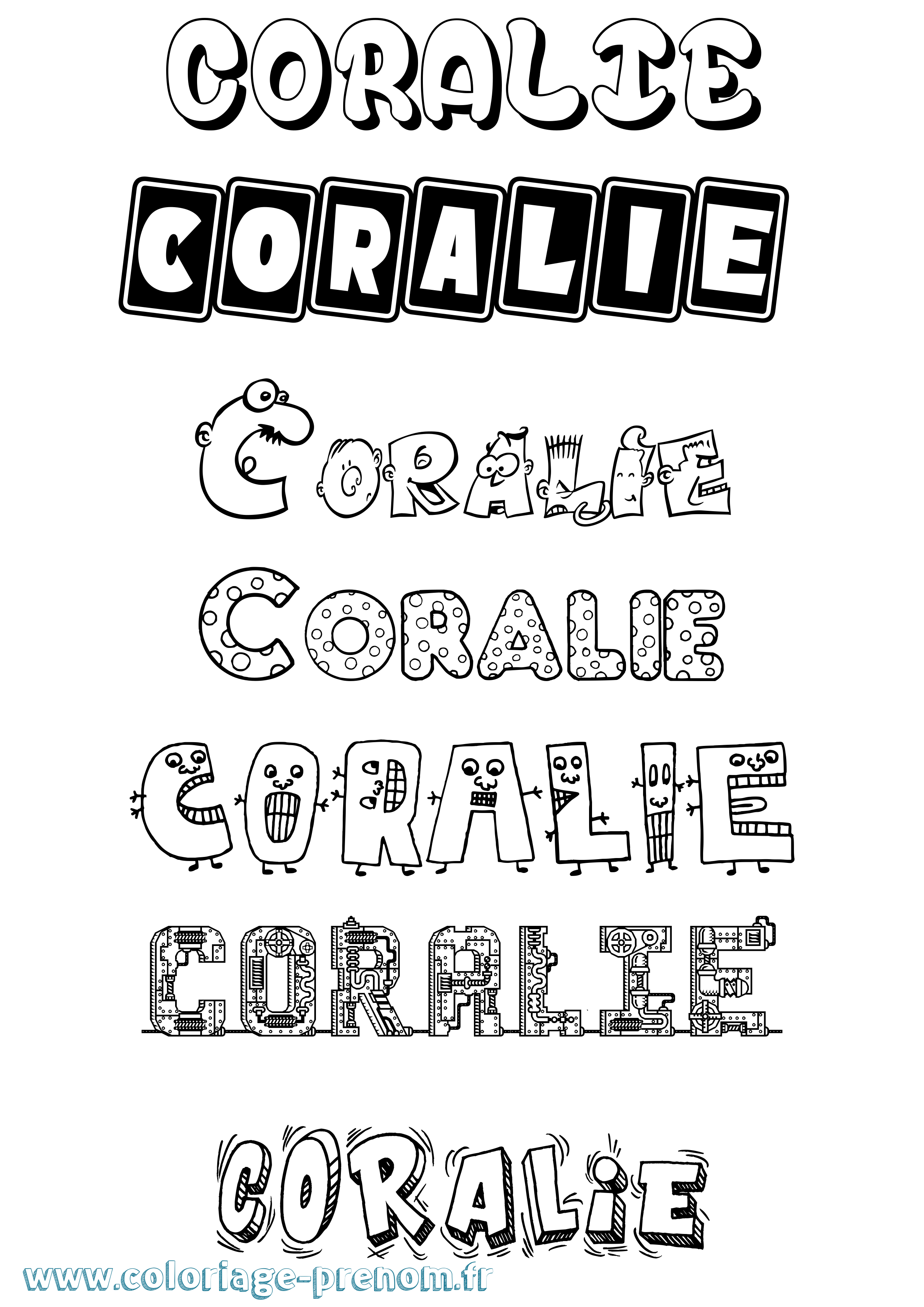 Coloriage prénom Coralie Fun