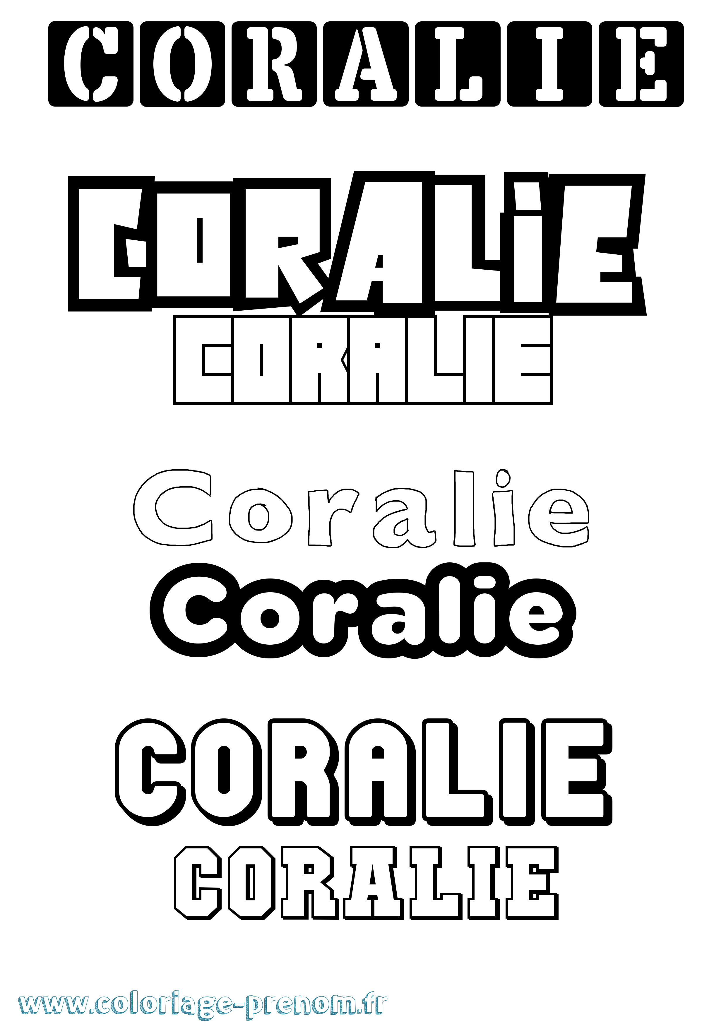 Coloriage prénom Coralie Simple