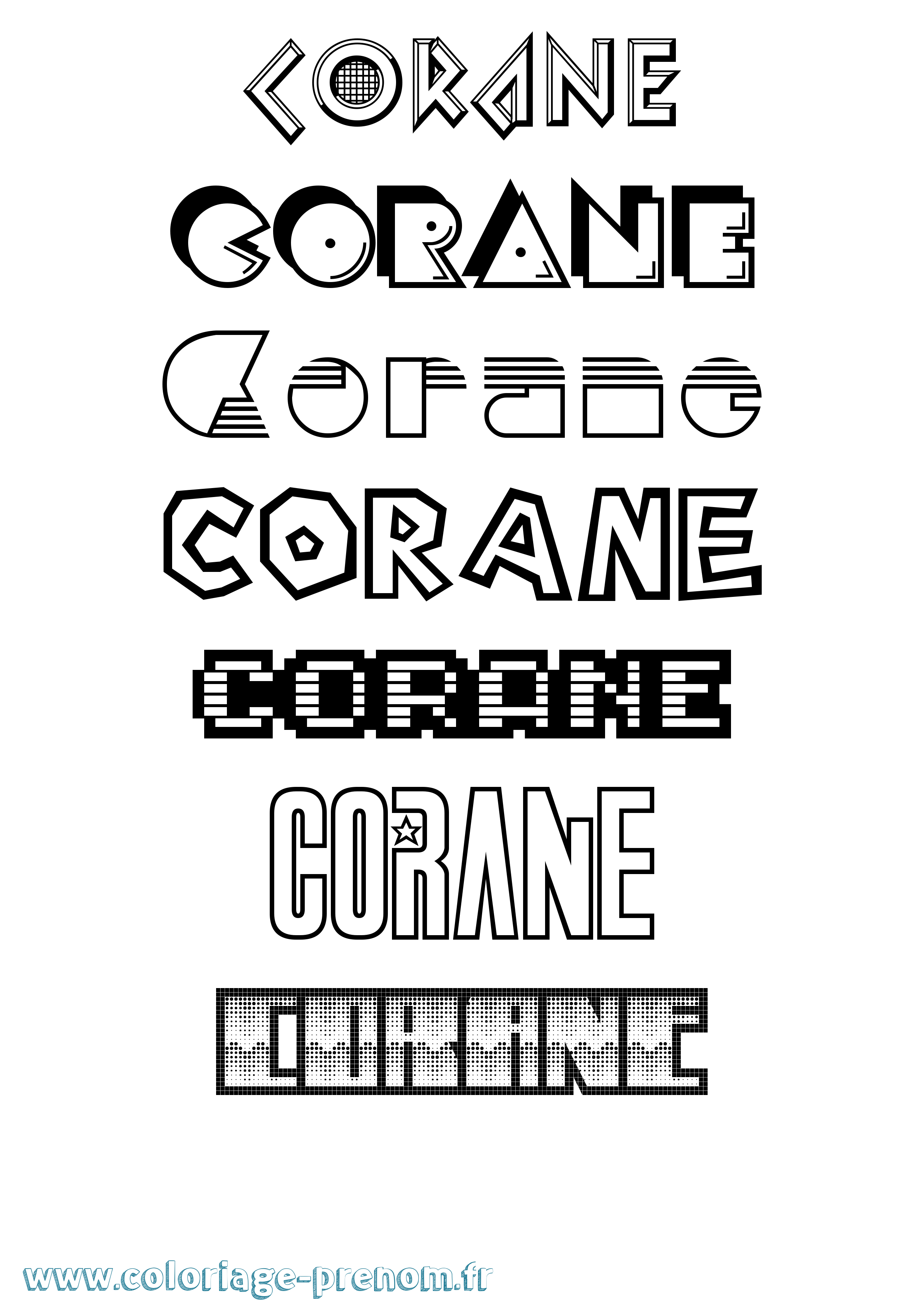 Coloriage prénom Corane Jeux Vidéos