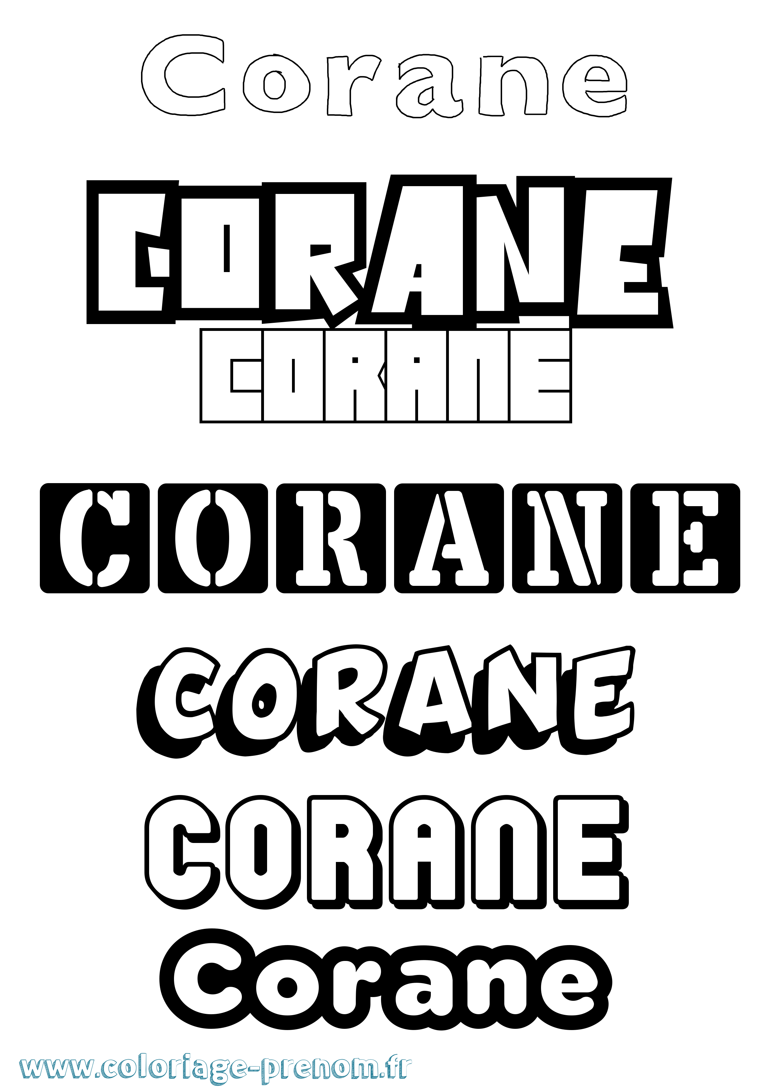 Coloriage prénom Corane Simple
