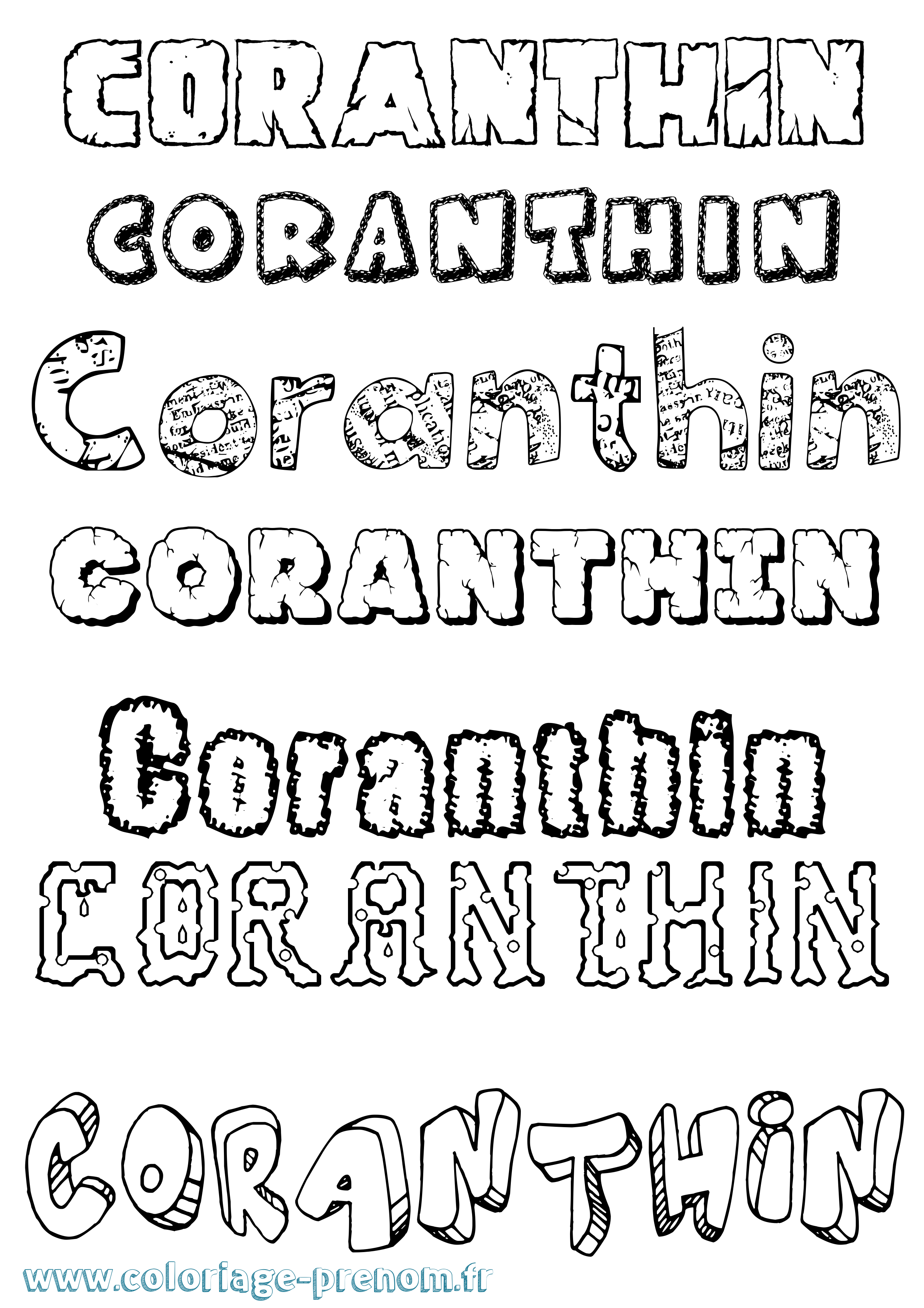 Coloriage Coranthin Destructuré Coloriage prénom Coranthin Destructuré