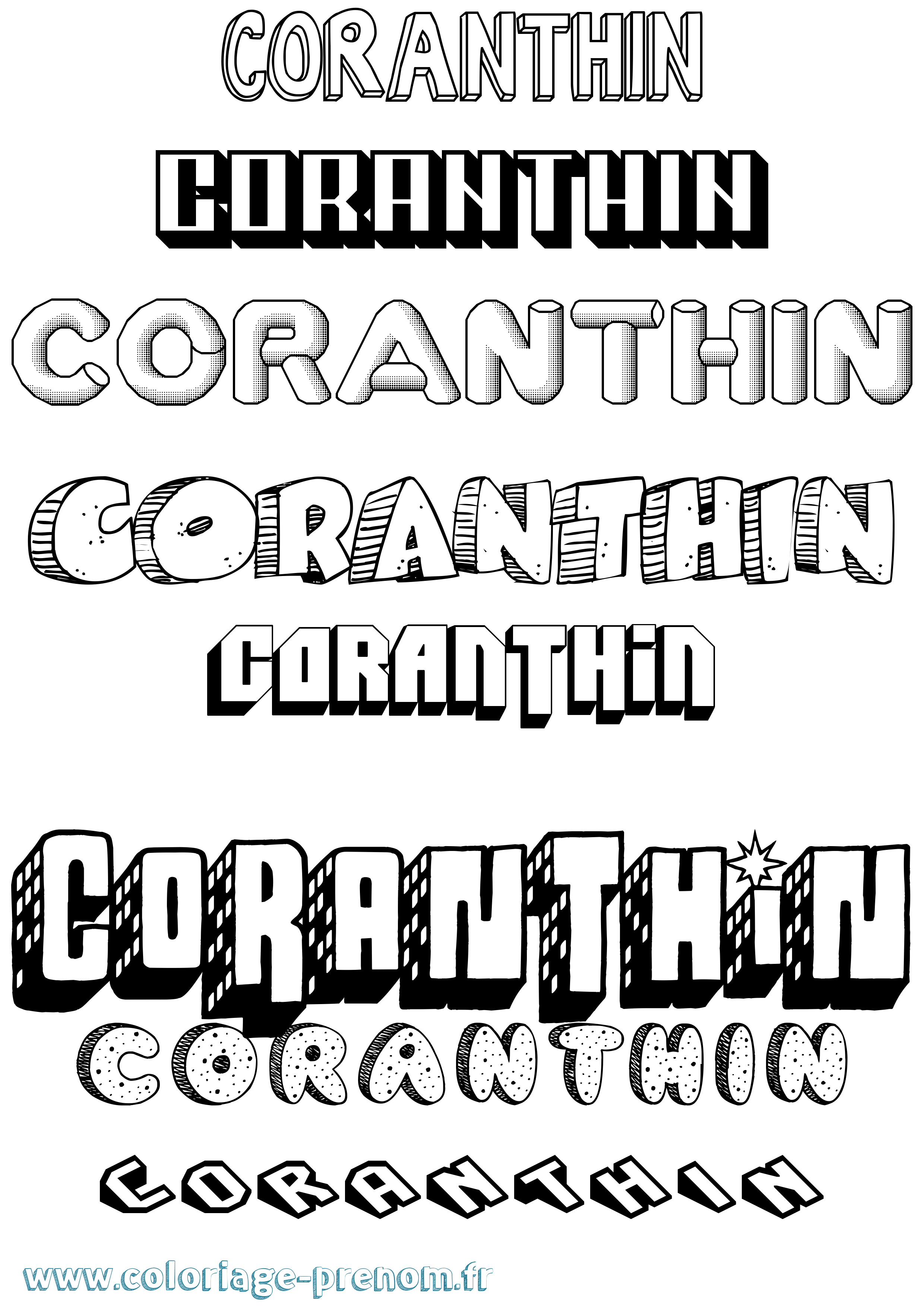 Coloriage Coranthin Effet 3D Coloriage prénom Coranthin Effet 3D