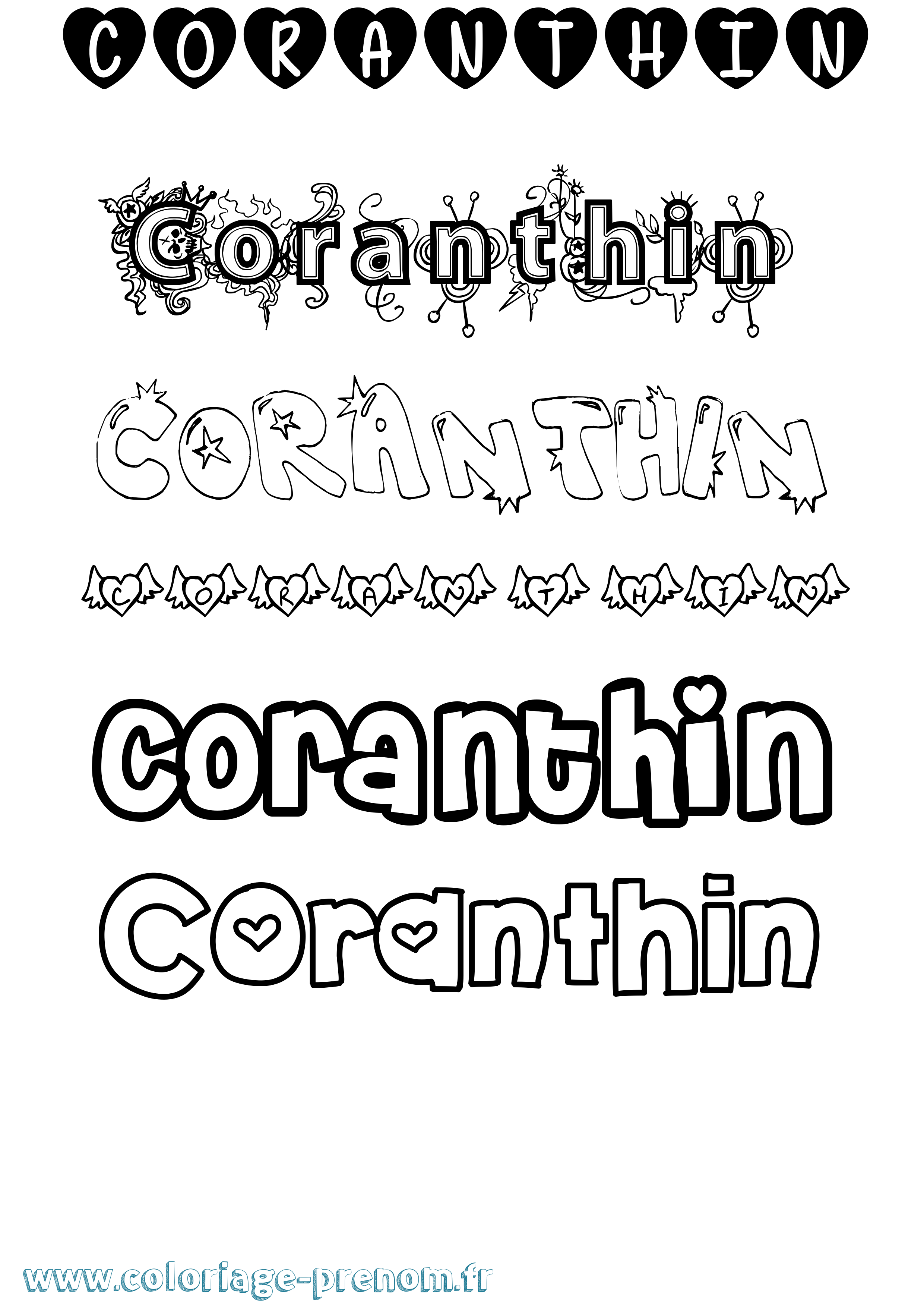 Coloriage Coranthin Girly Coloriage prénom Coranthin Girly