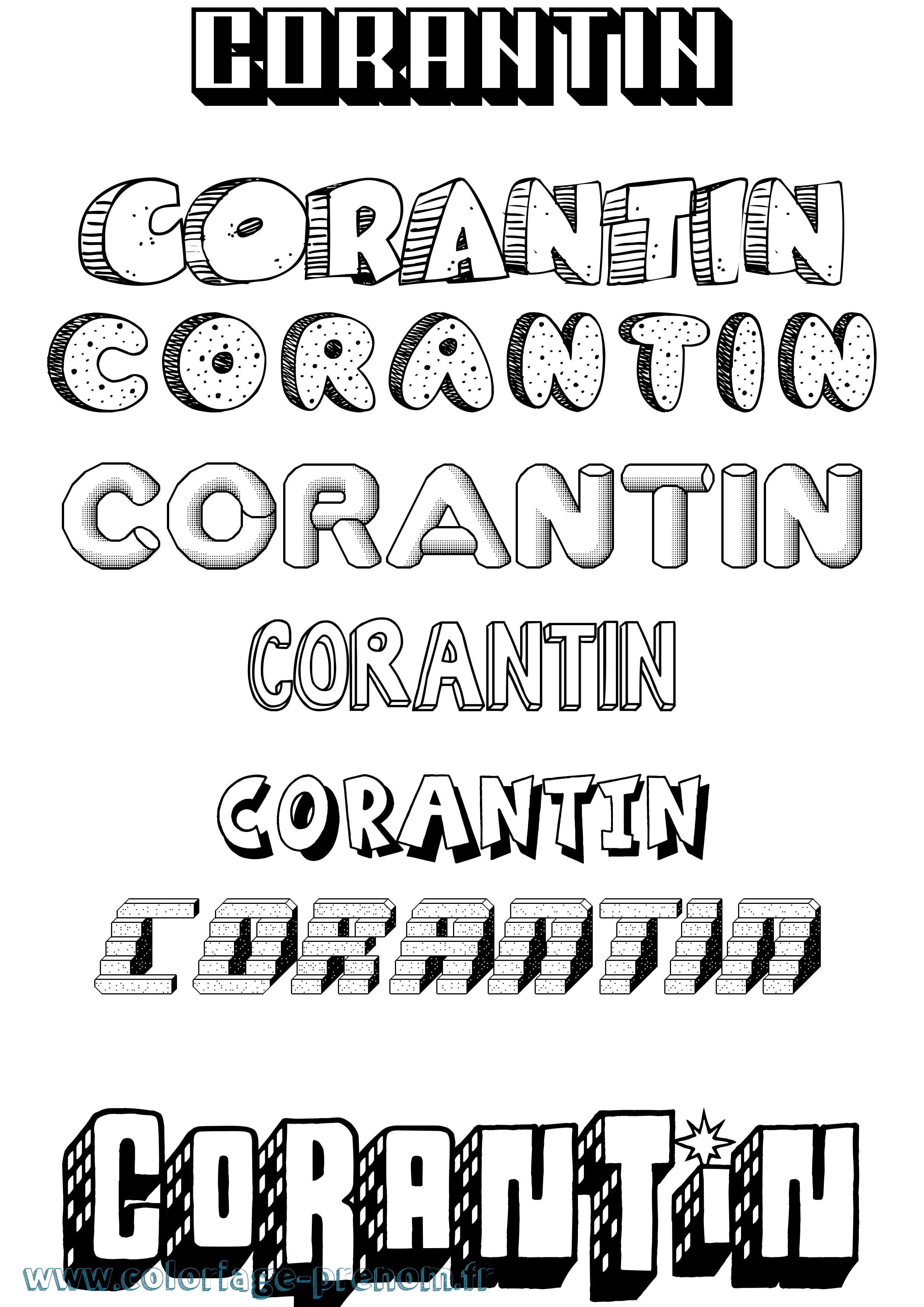 Coloriage prénom Corantin Effet 3D