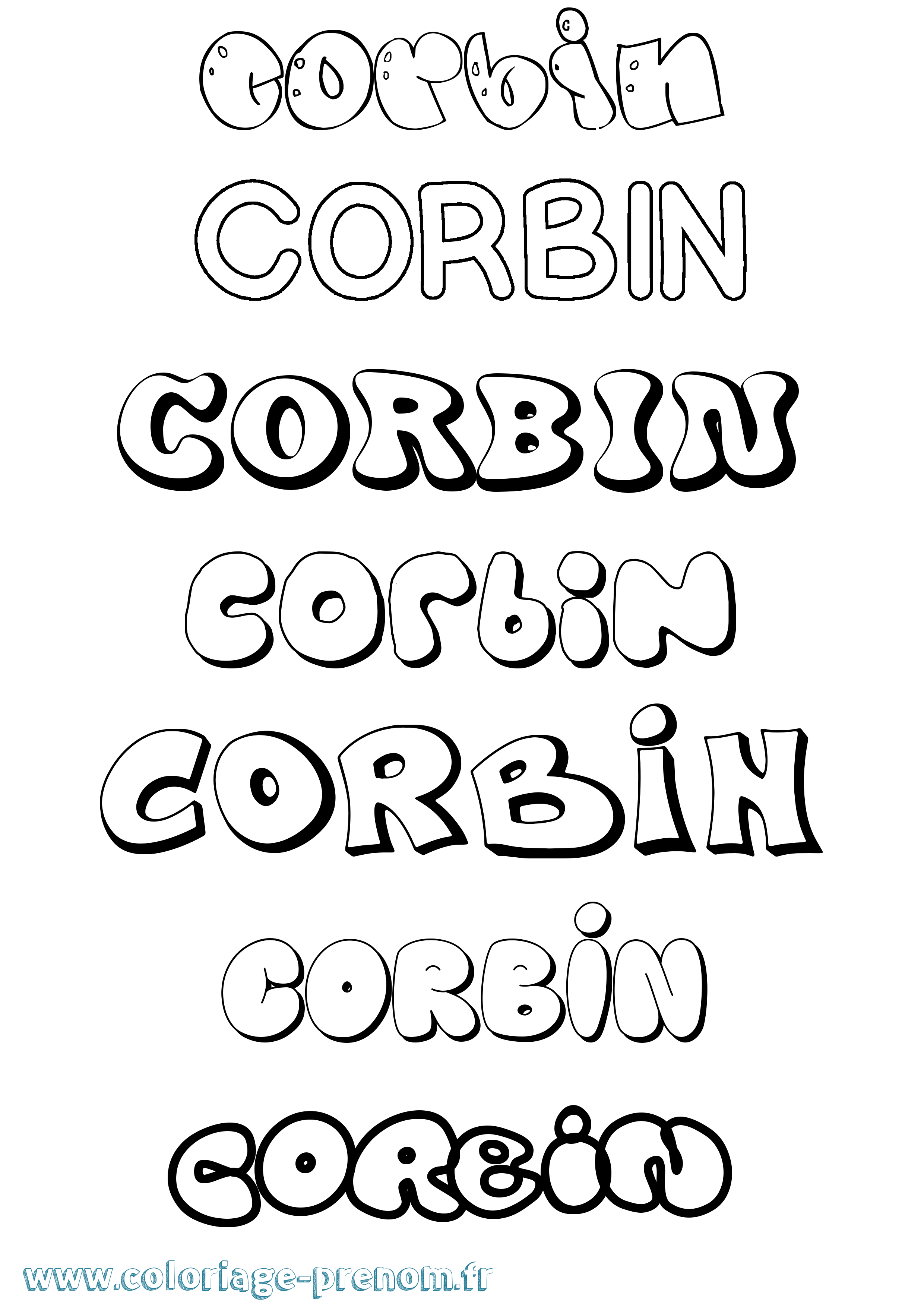 Coloriage prénom Corbin Bubble
