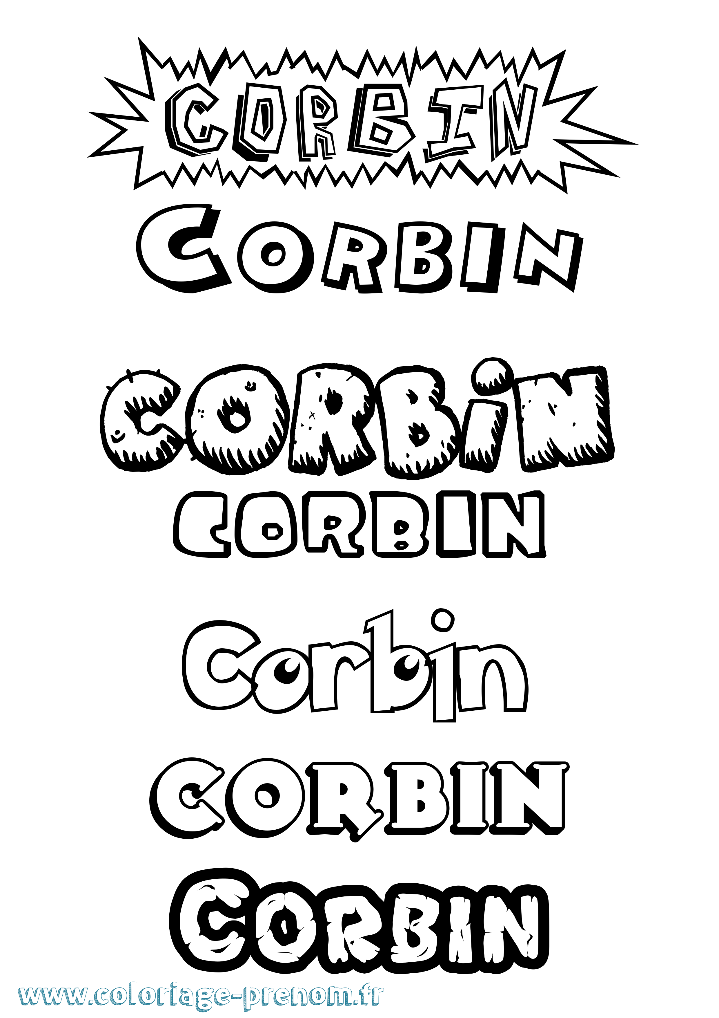 Coloriage prénom Corbin Dessin Animé
