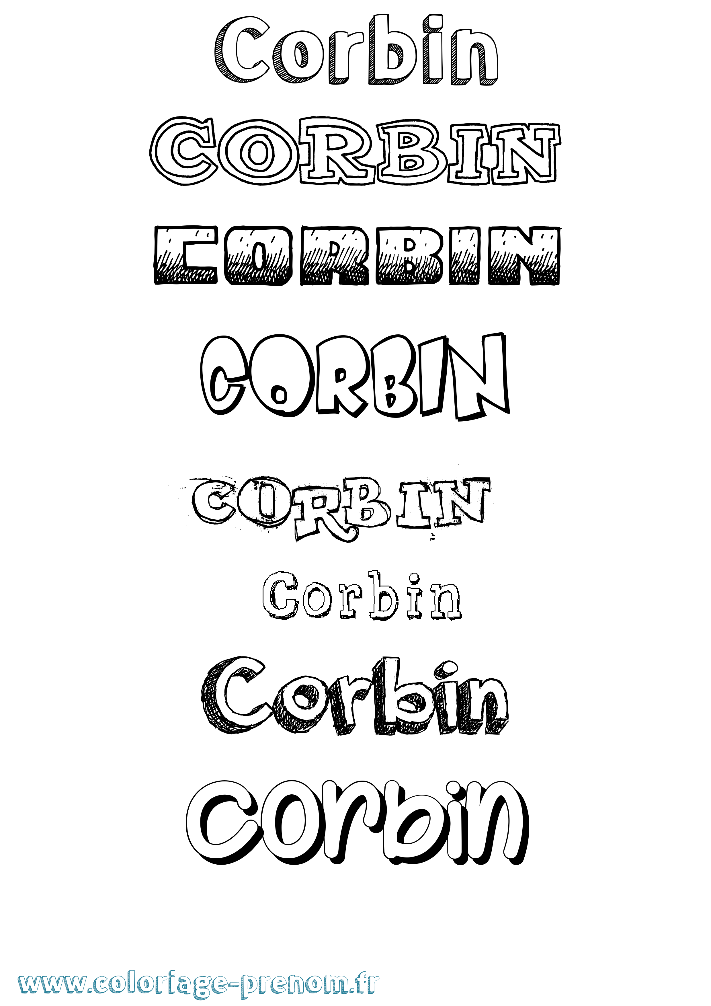 Coloriage prénom Corbin Dessiné