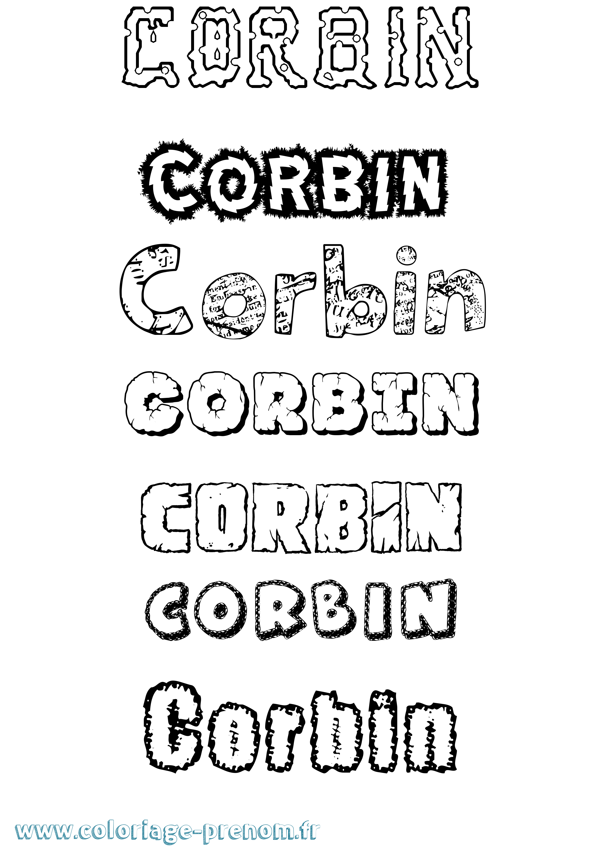 Coloriage prénom Corbin Destructuré