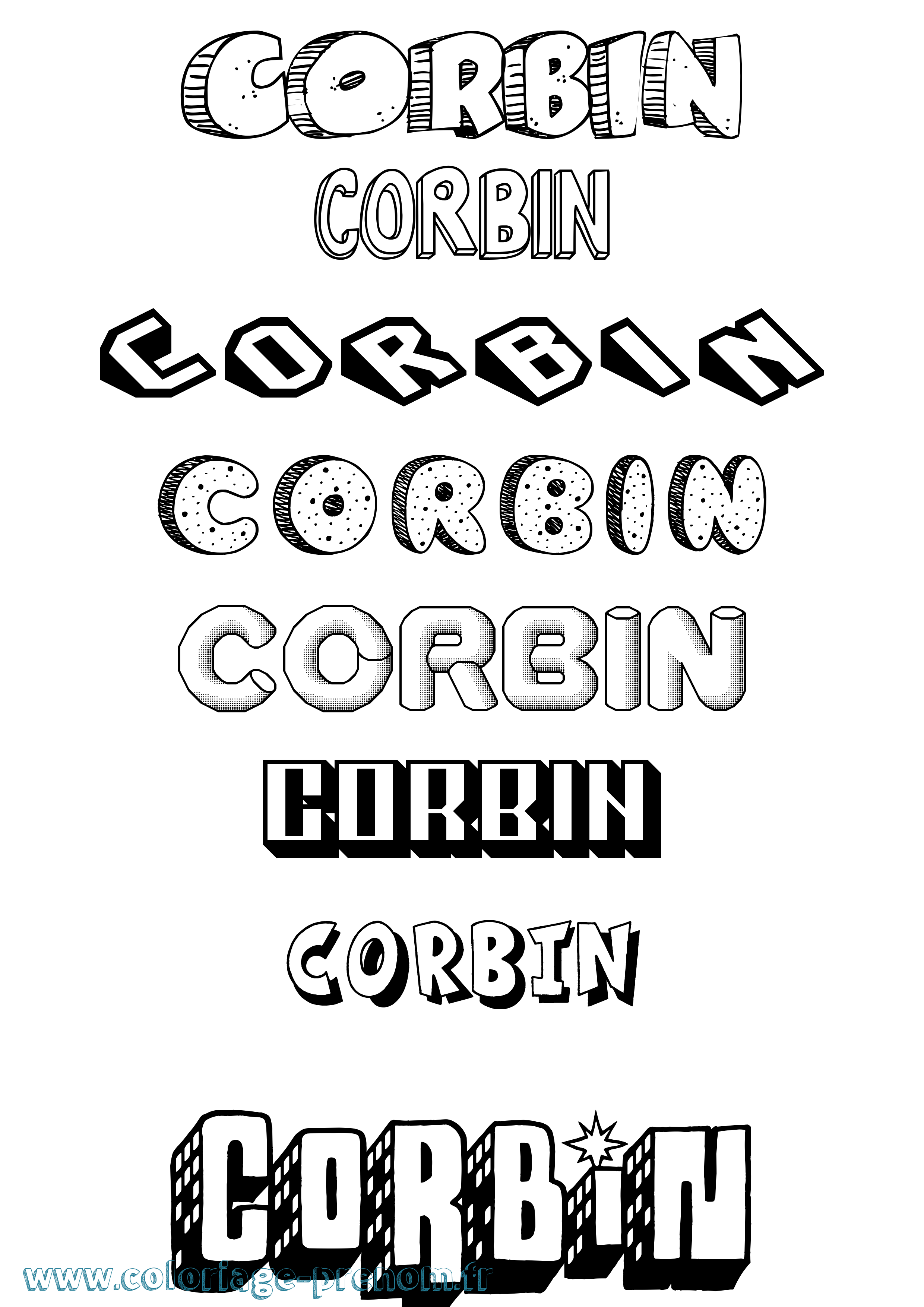 Coloriage prénom Corbin Effet 3D