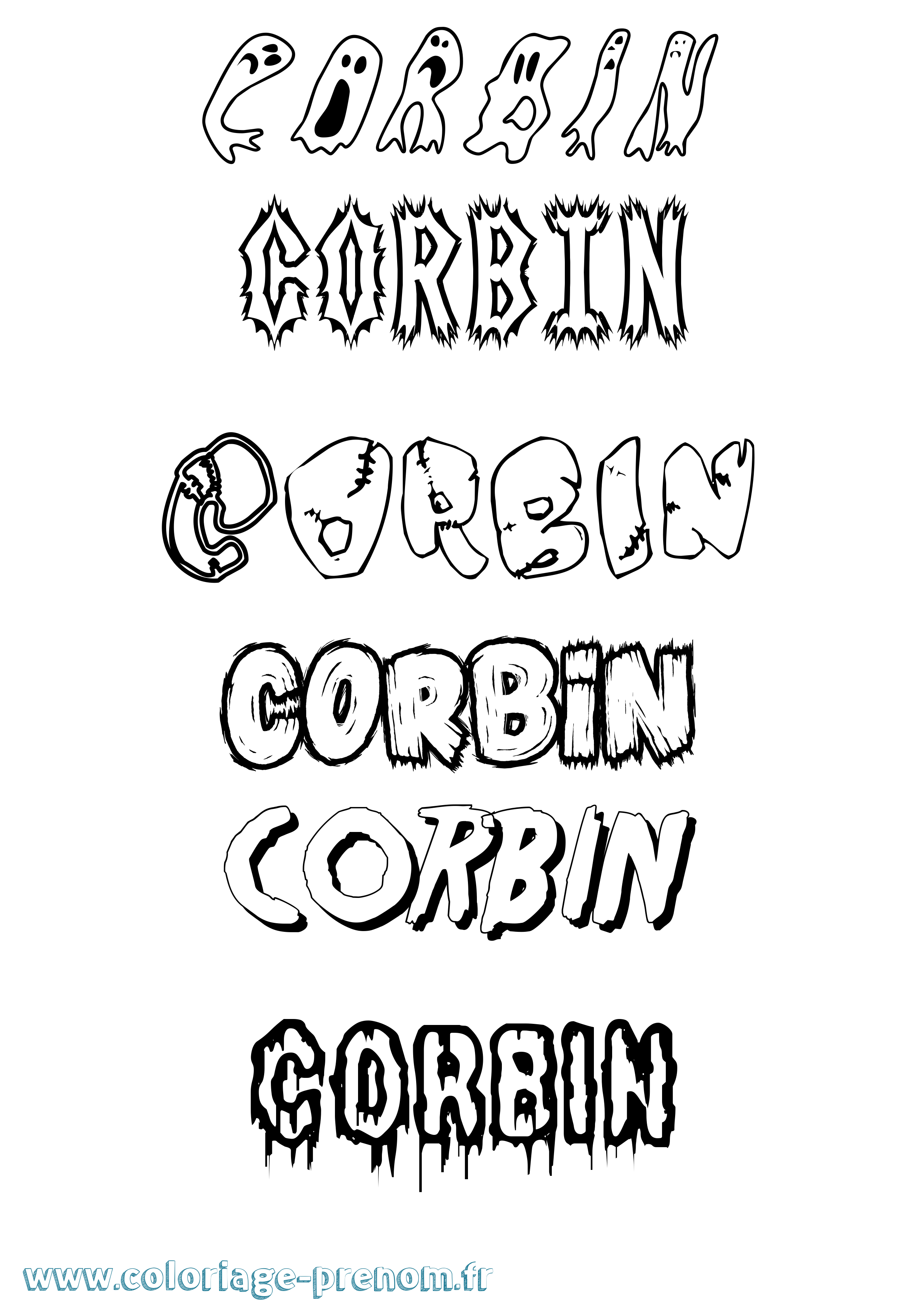 Coloriage prénom Corbin Frisson