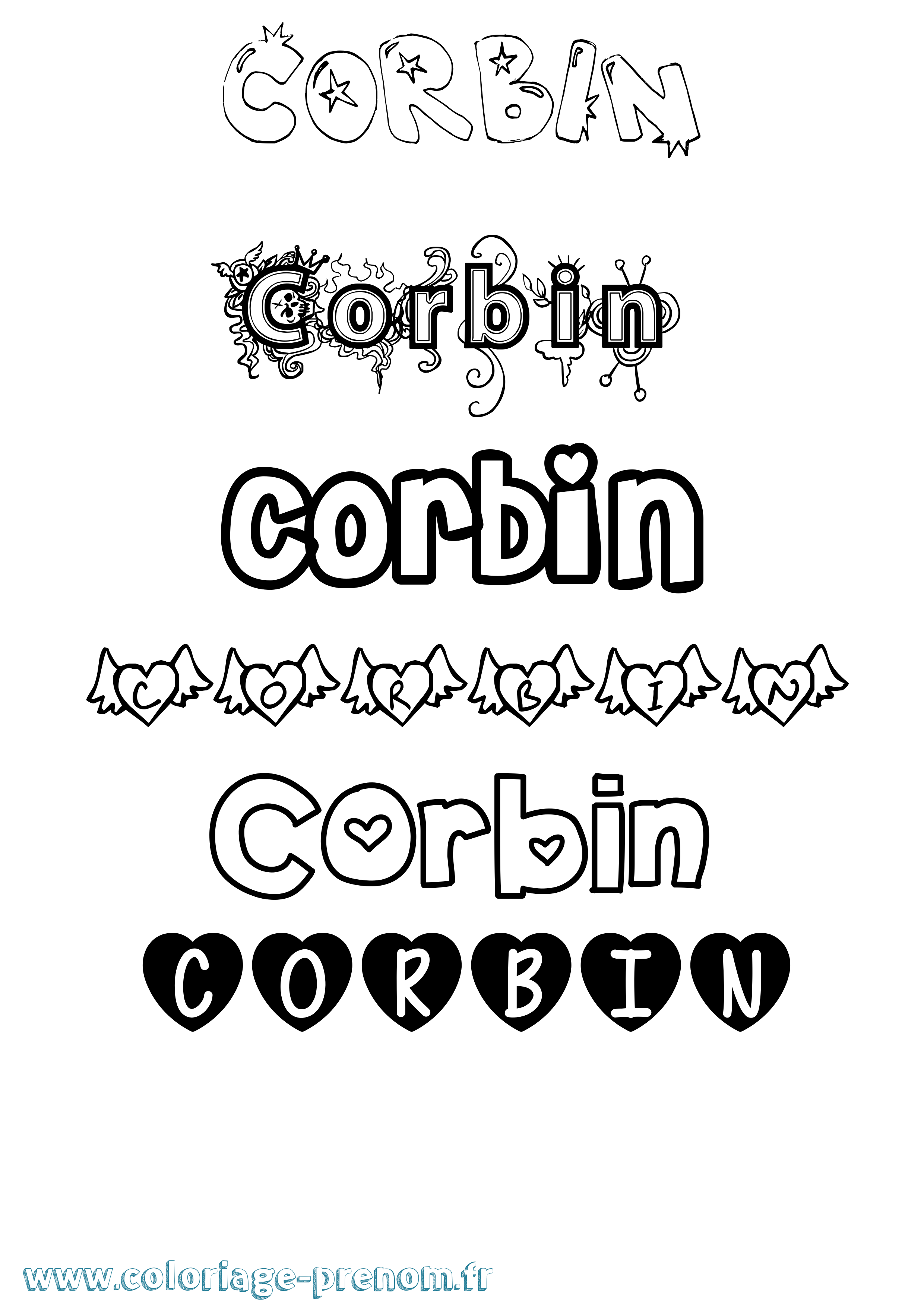 Coloriage prénom Corbin Girly