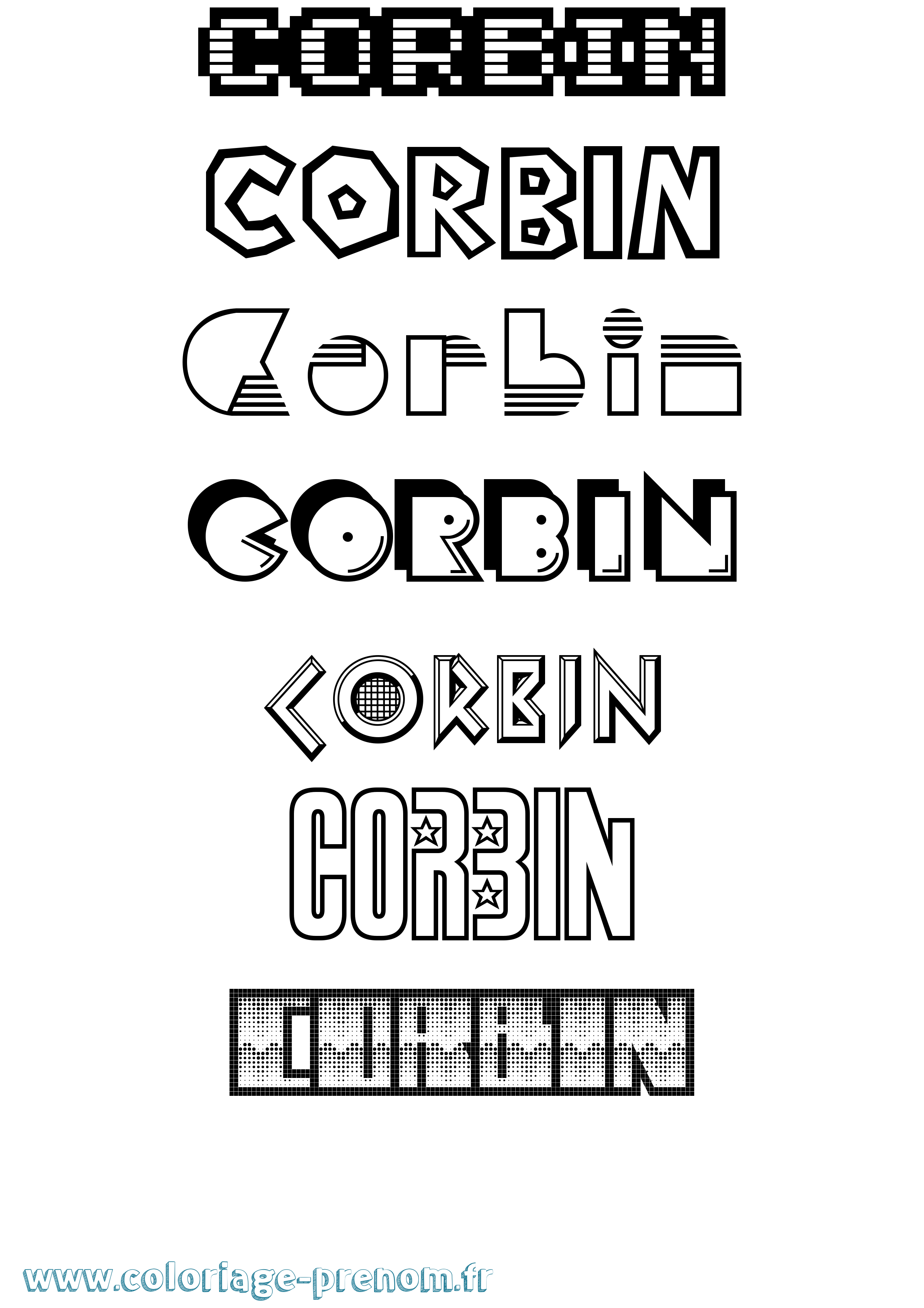 Coloriage prénom Corbin Jeux Vidéos