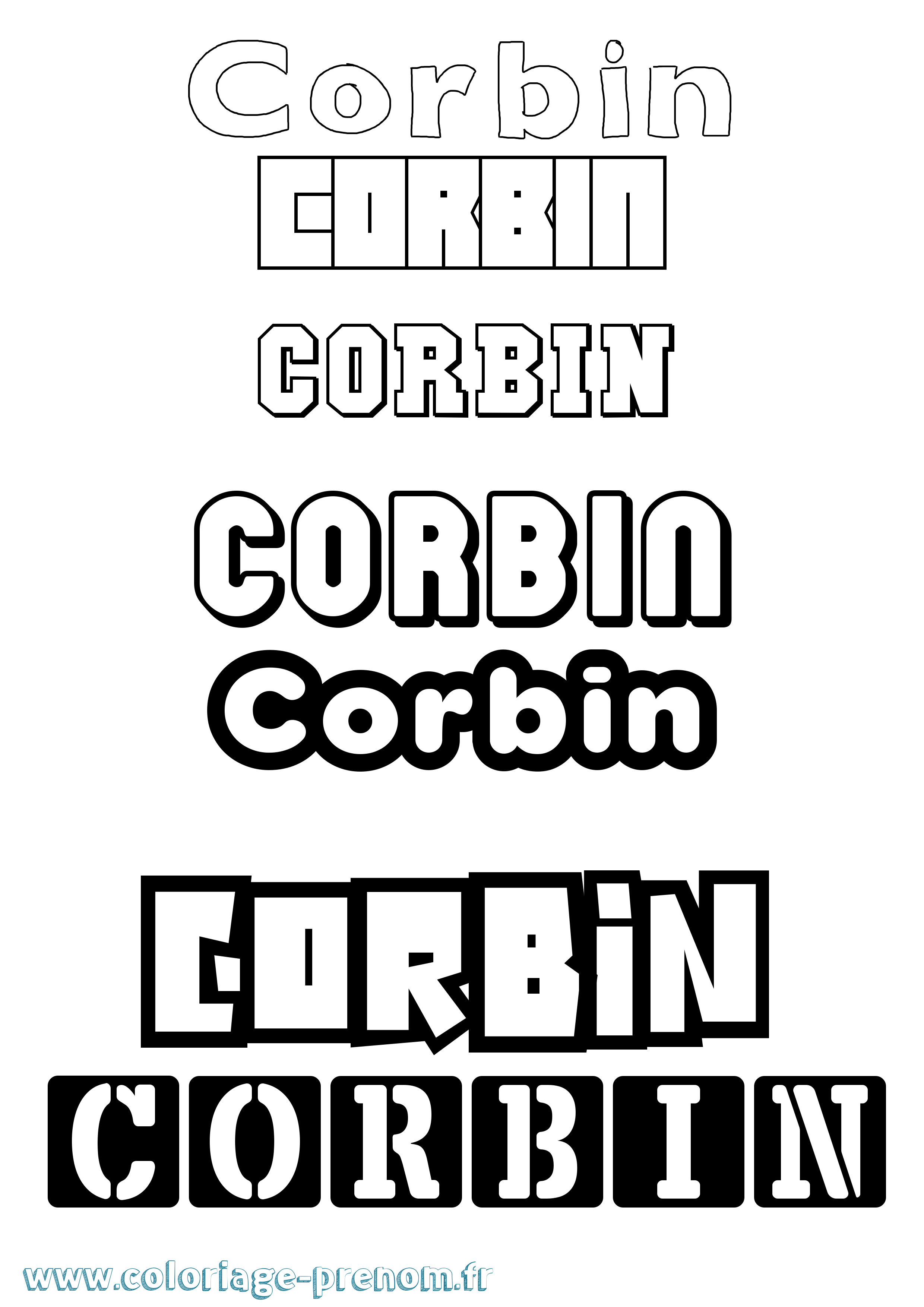 Coloriage prénom Corbin Simple