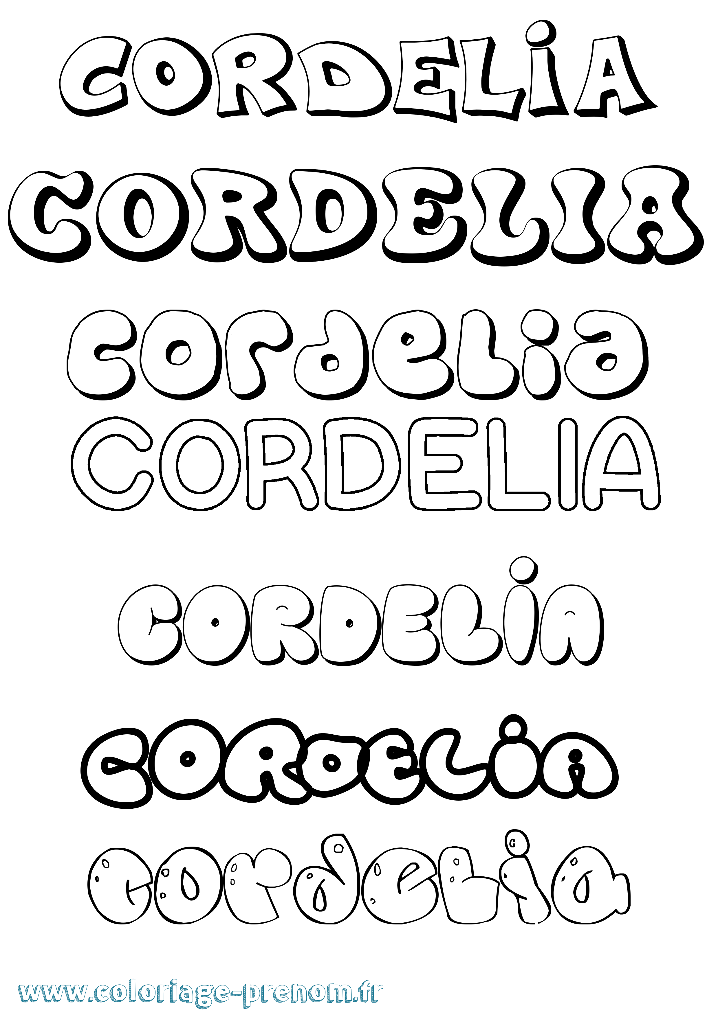 Coloriage prénom Cordelia Bubble