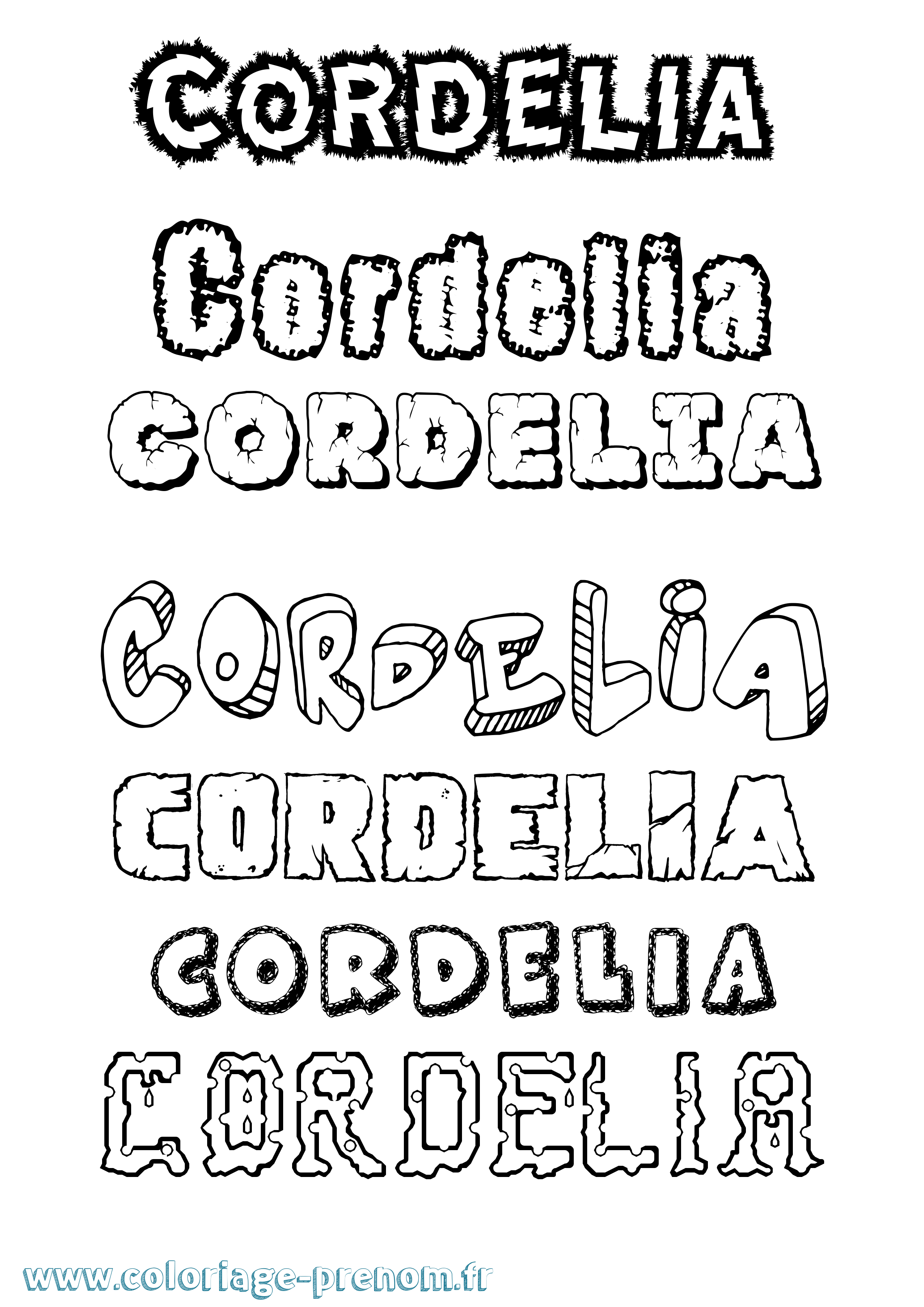 Coloriage prénom Cordelia Destructuré