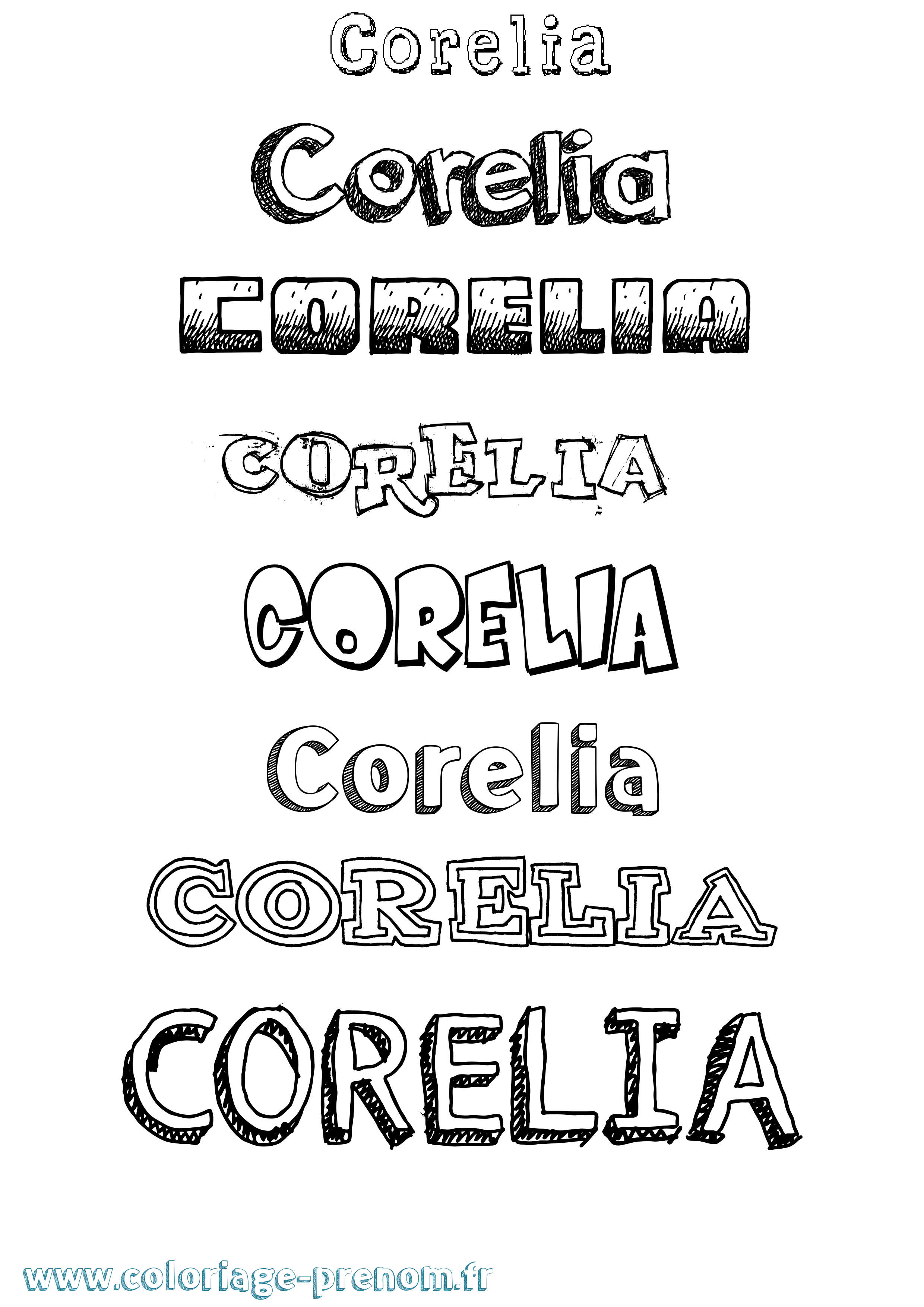 Coloriage prénom Corelia Dessiné