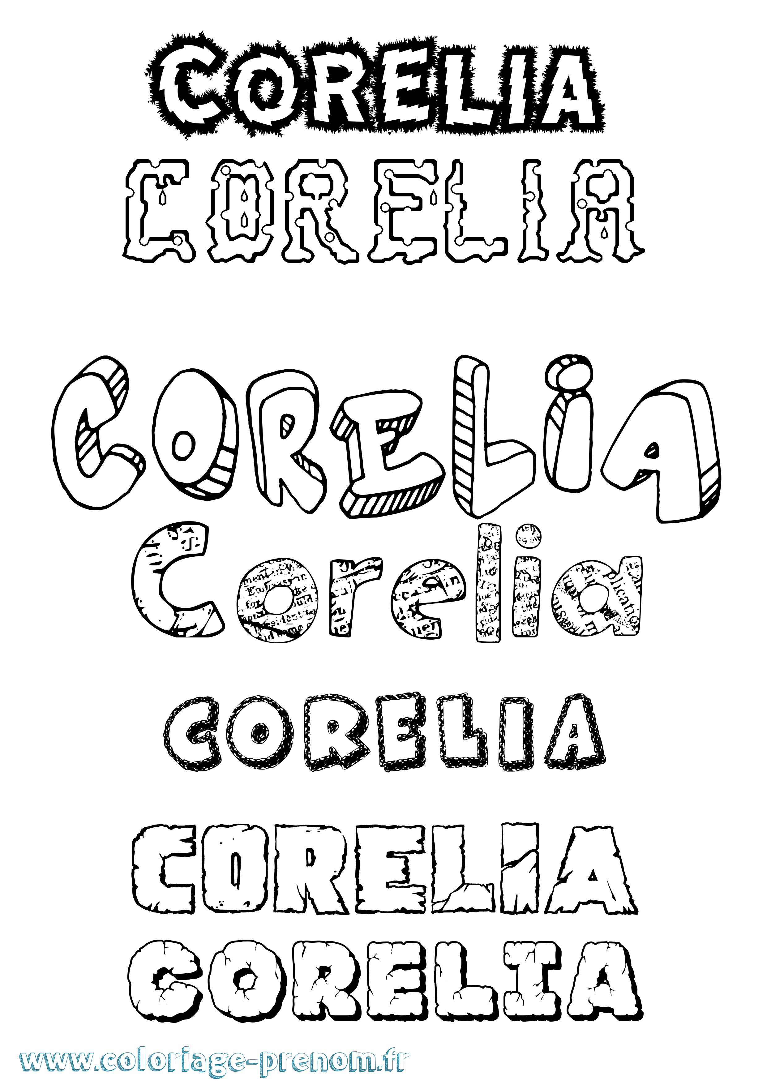 Coloriage prénom Corelia Destructuré