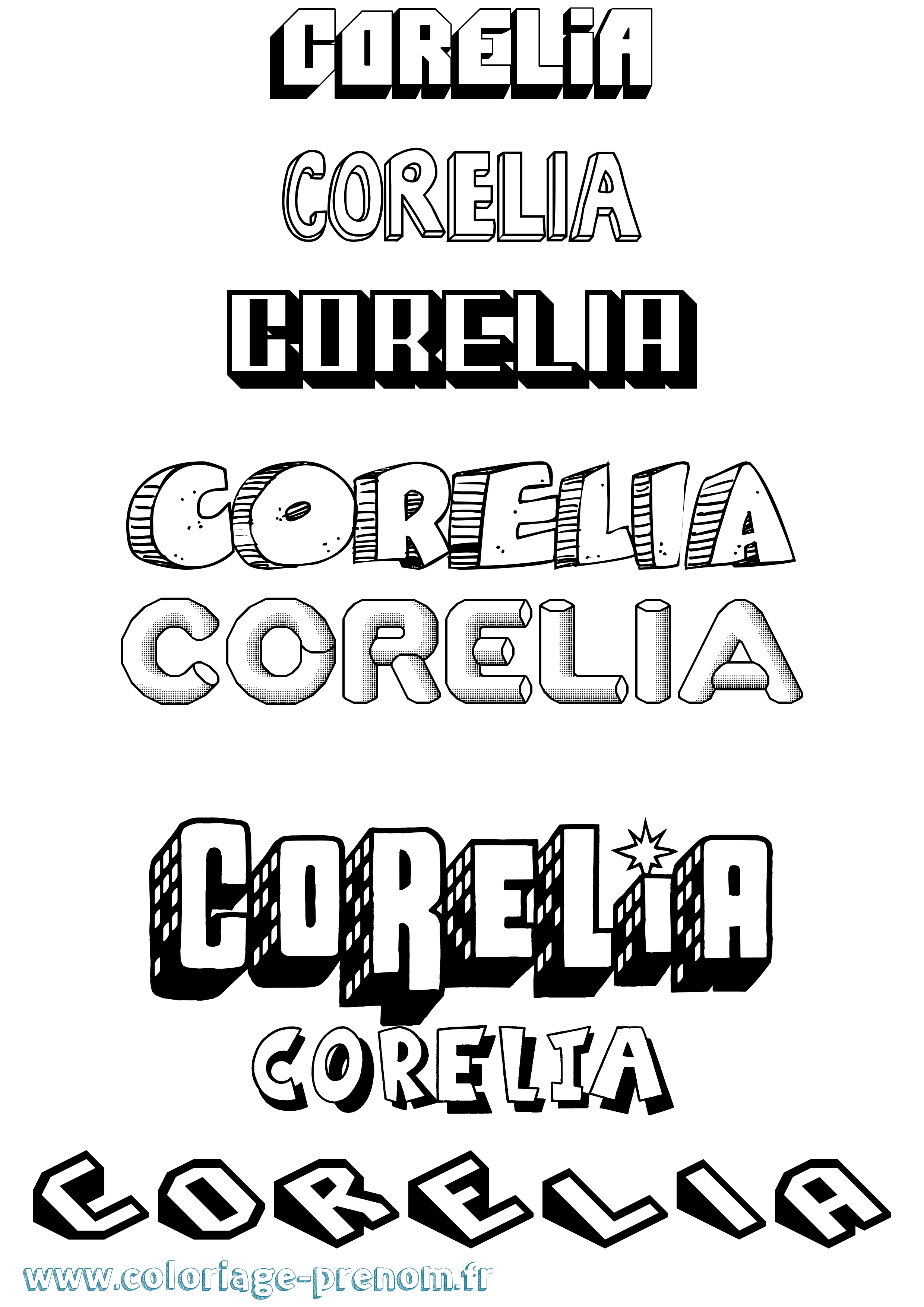 Coloriage prénom Corelia Effet 3D