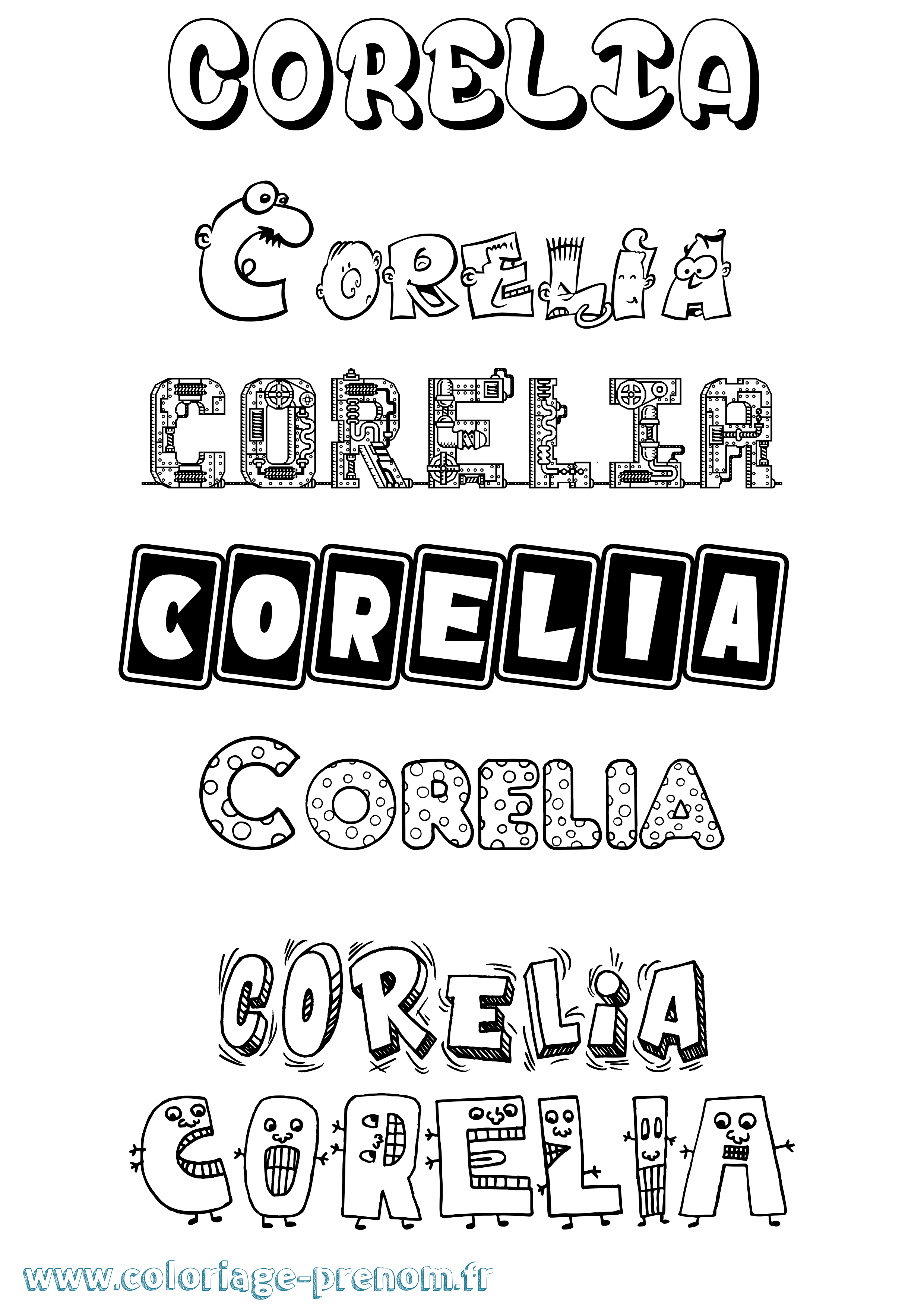 Coloriage prénom Corelia Fun