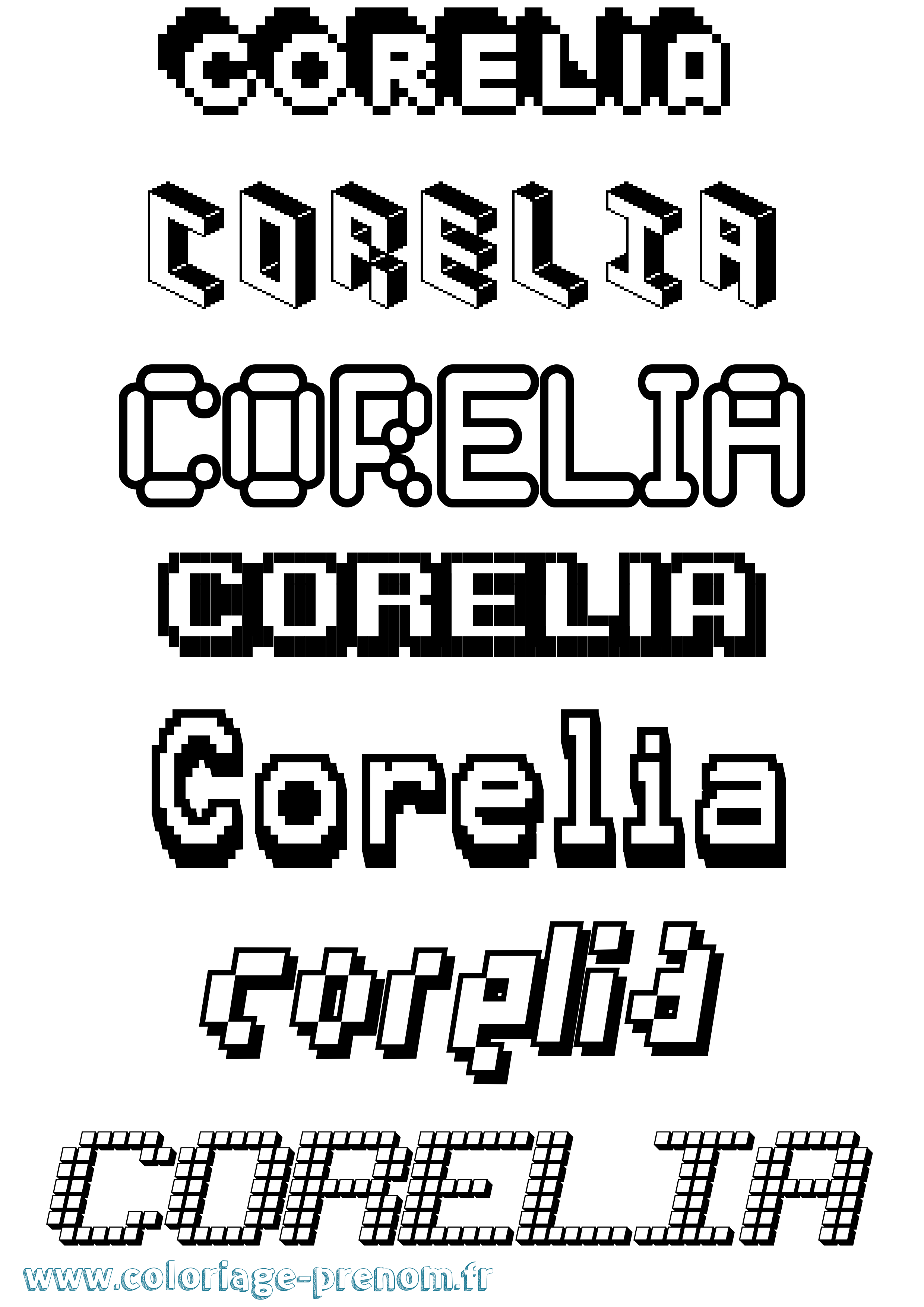 Coloriage prénom Corelia Pixel